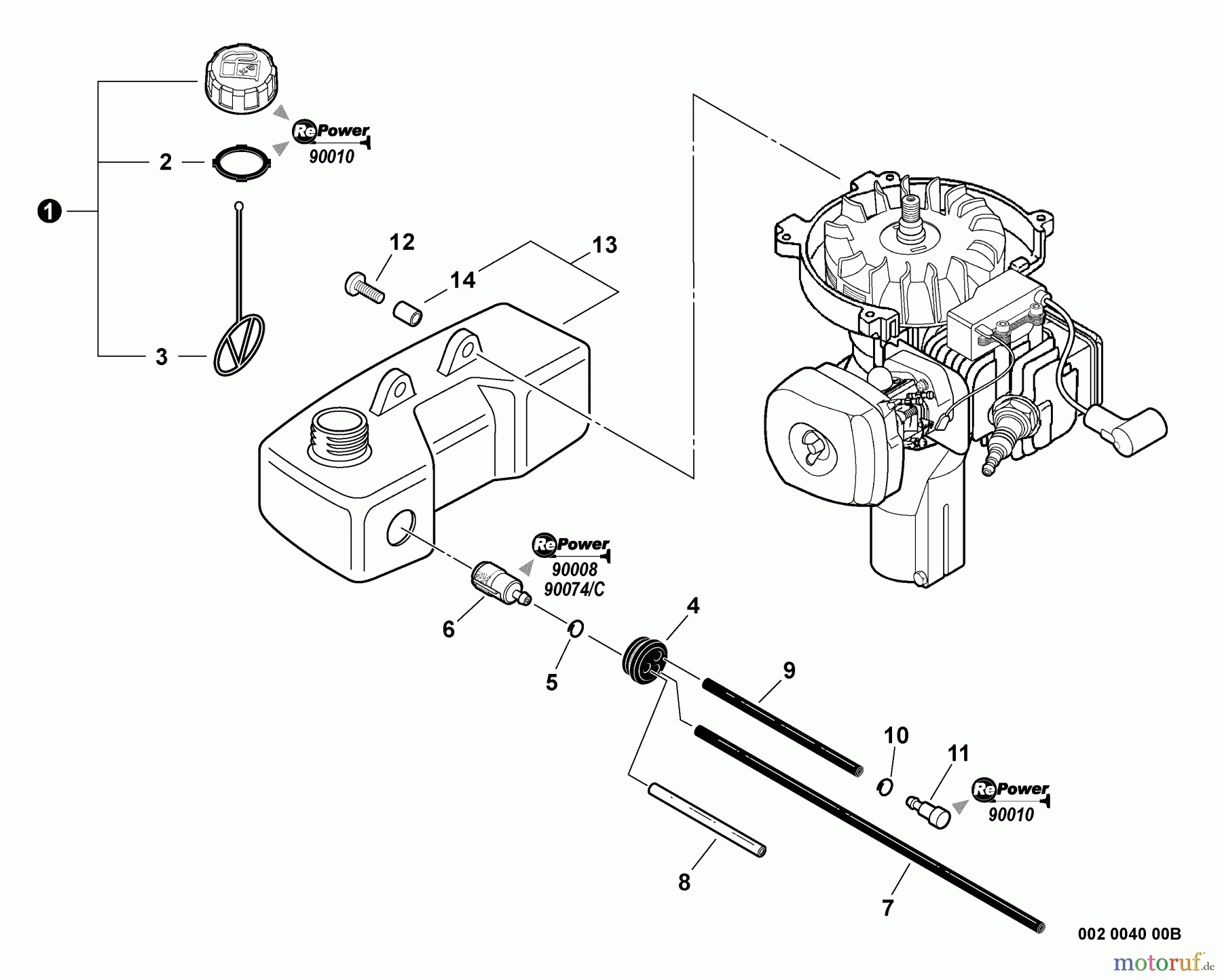 Echo Motorhacken / Kultivierer TC-210 - Echo Tiller/Cultivator, S/N: 05001001 - 05999999 Fuel System