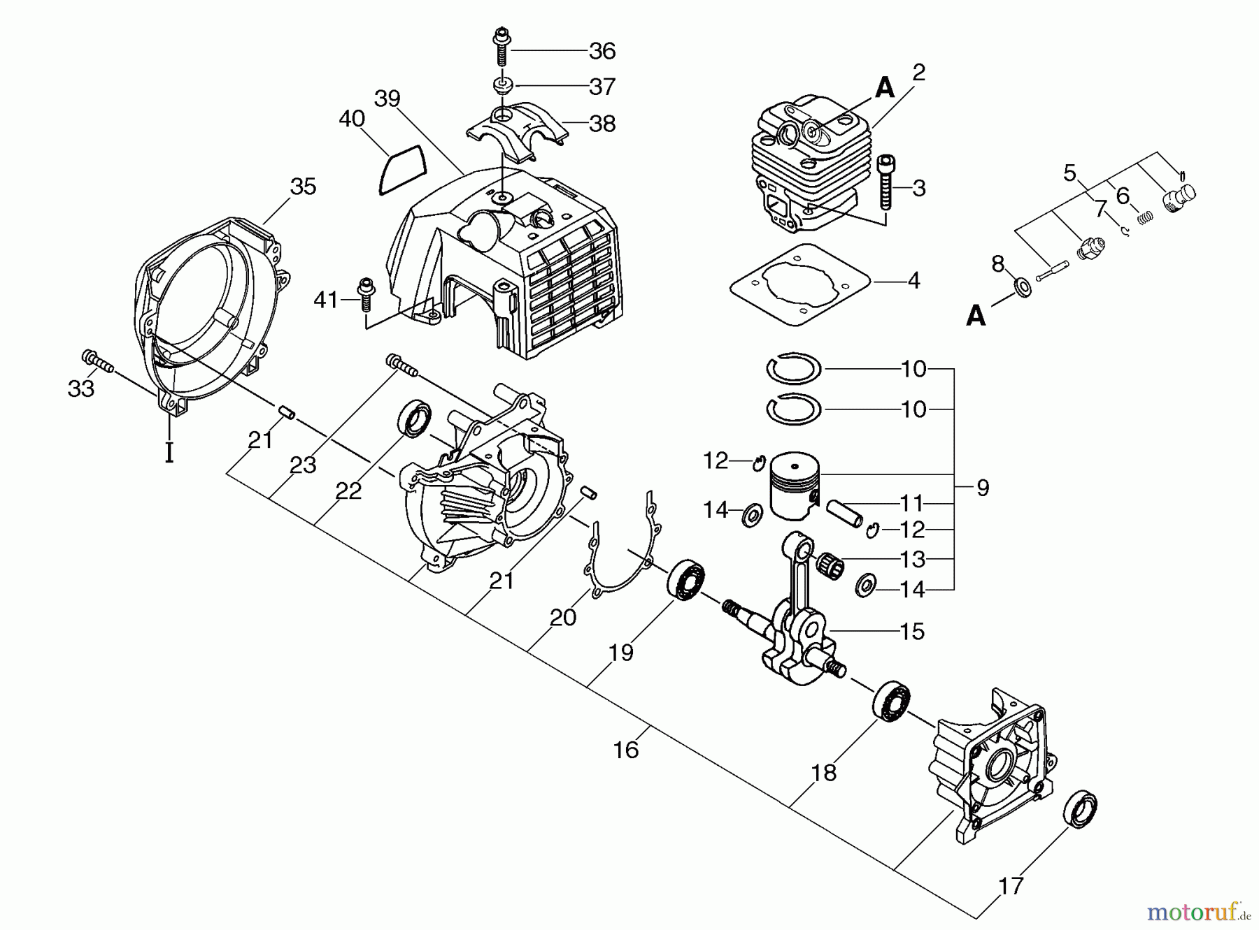 Echo Trimmer, Faden / Bürste CLS-5000 - Echo Clearing Saw Cylinder, Crankcase, Piston