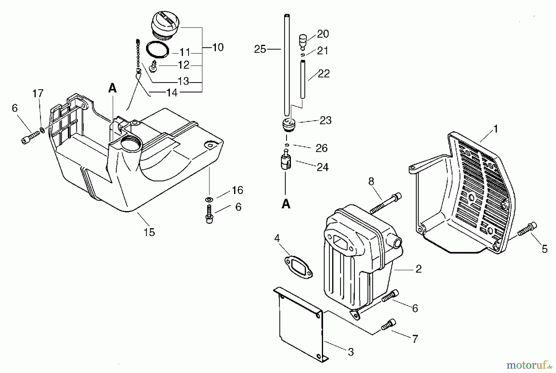 Echo Trimmer, Faden / Bürste CLS-5810 - Echo Clearing Saw Muffler, Fuel Tank