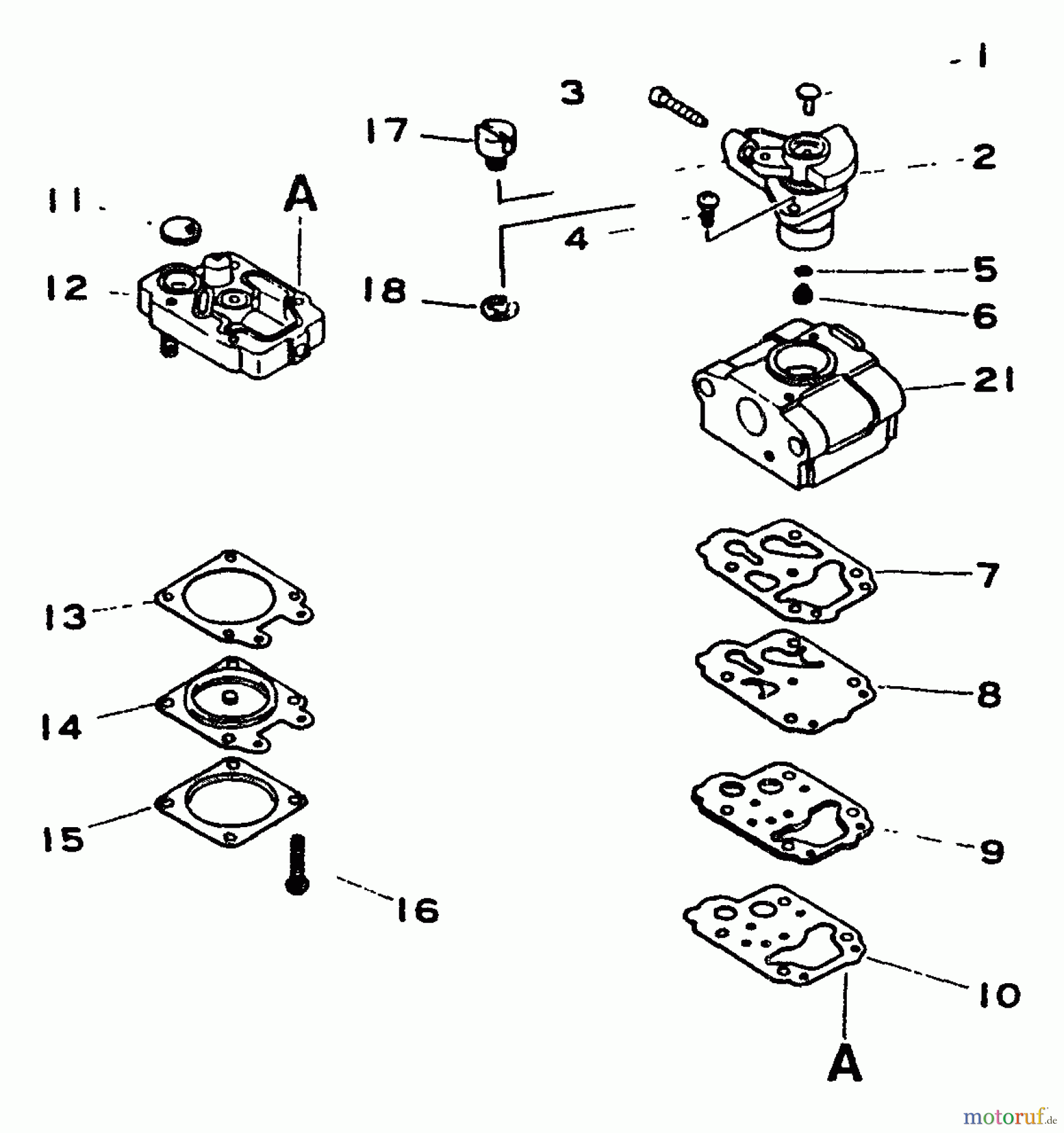  Echo Trimmer, Faden / Bürste GT-1100 - Echo String Trimmer, S/N:001001 - 077000 Carburetor  S/N: 051001 - 999999