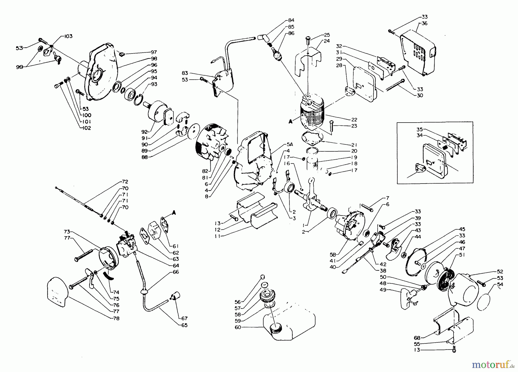 Echo Trimmer, Faden / Bürste GT-140A - Echo String Trimmer Engine, Crankcase, Ignition