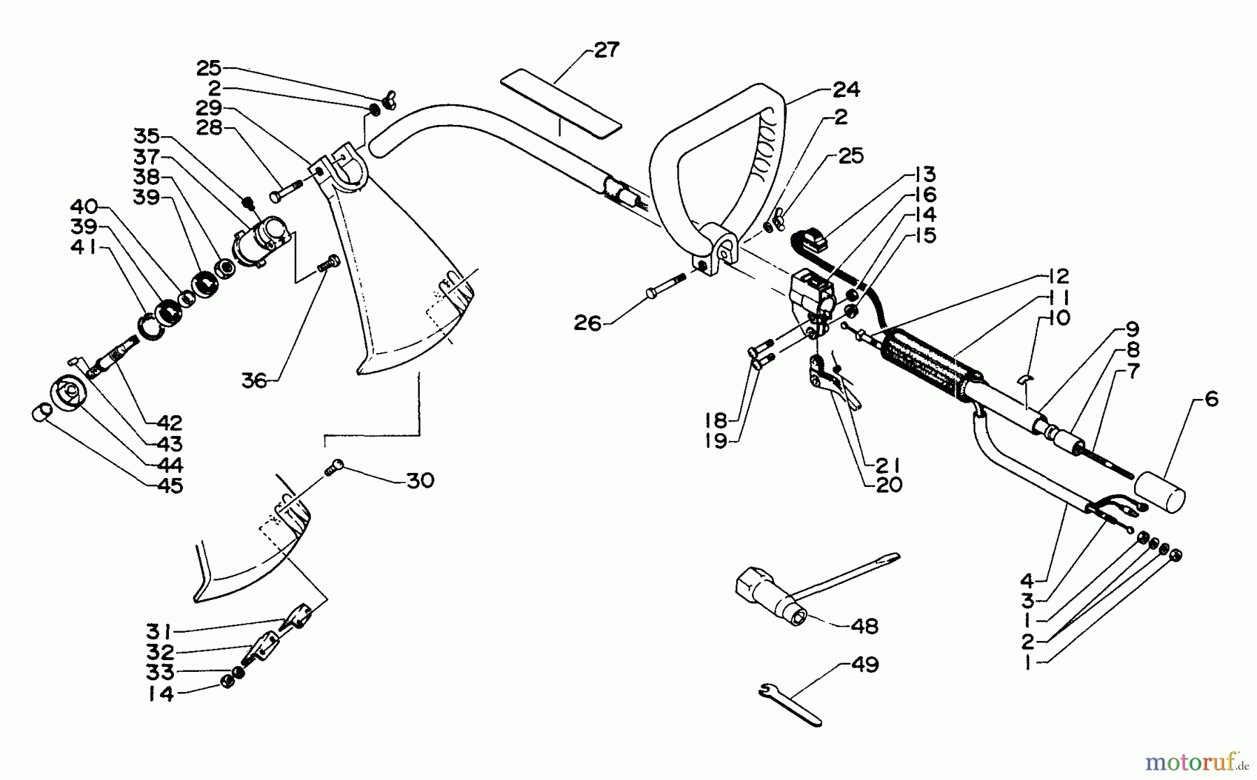  Echo Trimmer, Faden / Bürste GT-160AE - Echo String Trimmer Driveshaft, Handles, Throttle, Stop Switch, Shield, Gear Case, Tools