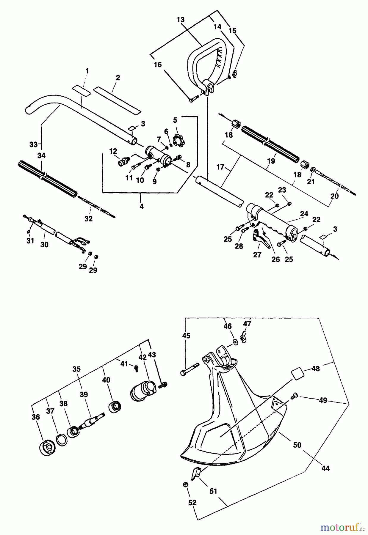  Echo Trimmer, Faden / Bürste GT-2000SB - Echo String Trimmer (Type 1E) Driveshaft, Coupler, Gear Case, Handles, Throttle, Shield