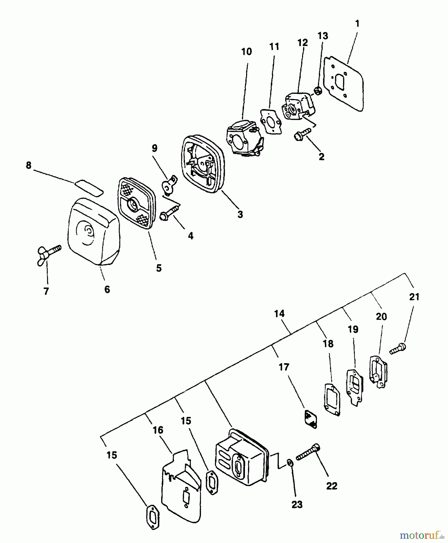 Echo Trimmer, Faden / Bürste GT-2000SB - Echo String Trimmer (Type 1) Intake, Air Filter, Exhaust