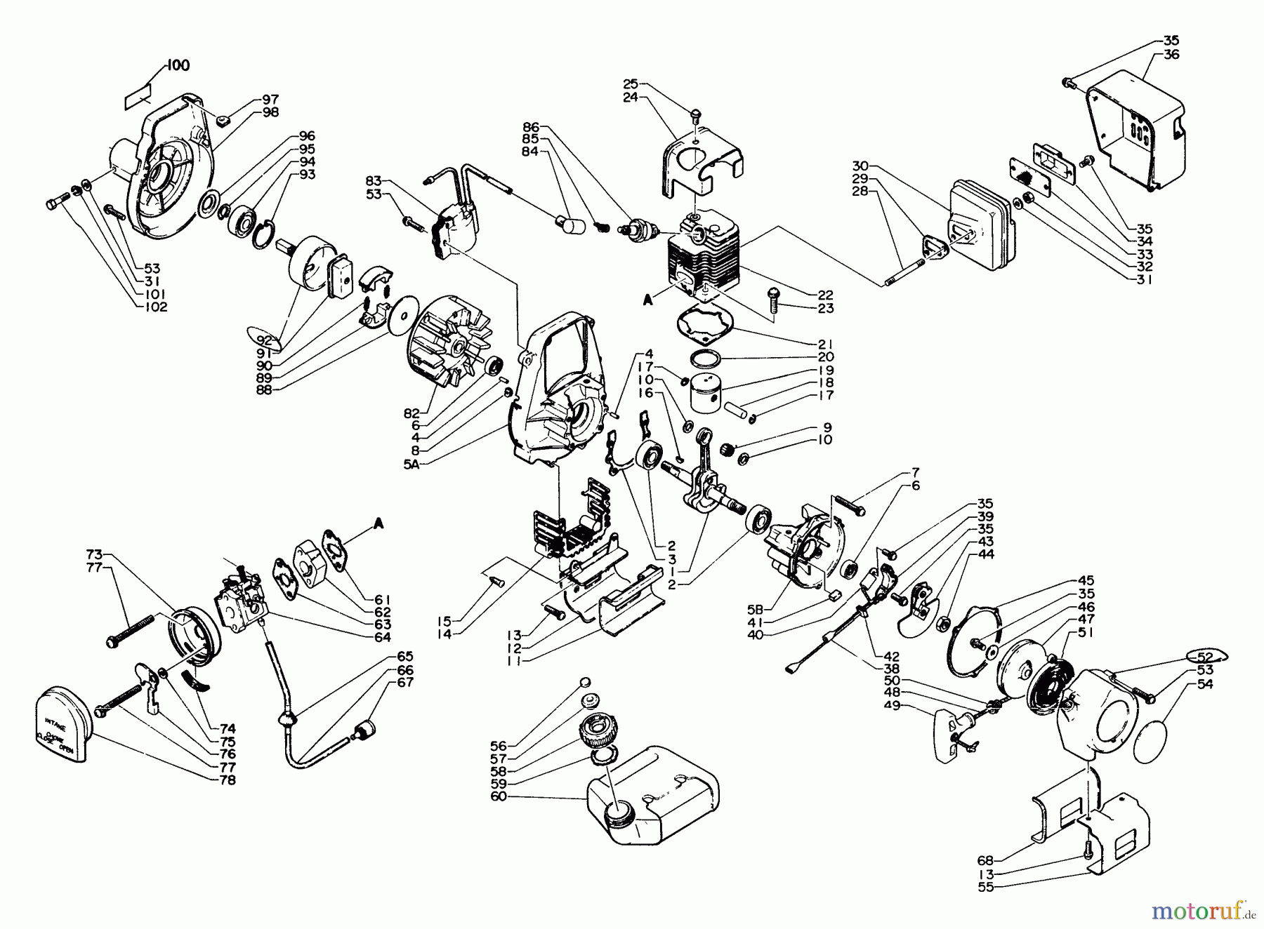 Echo Trimmer, Faden / Bürste GT-200A - Echo String Trimmer Engine, Crankcase, Ignition