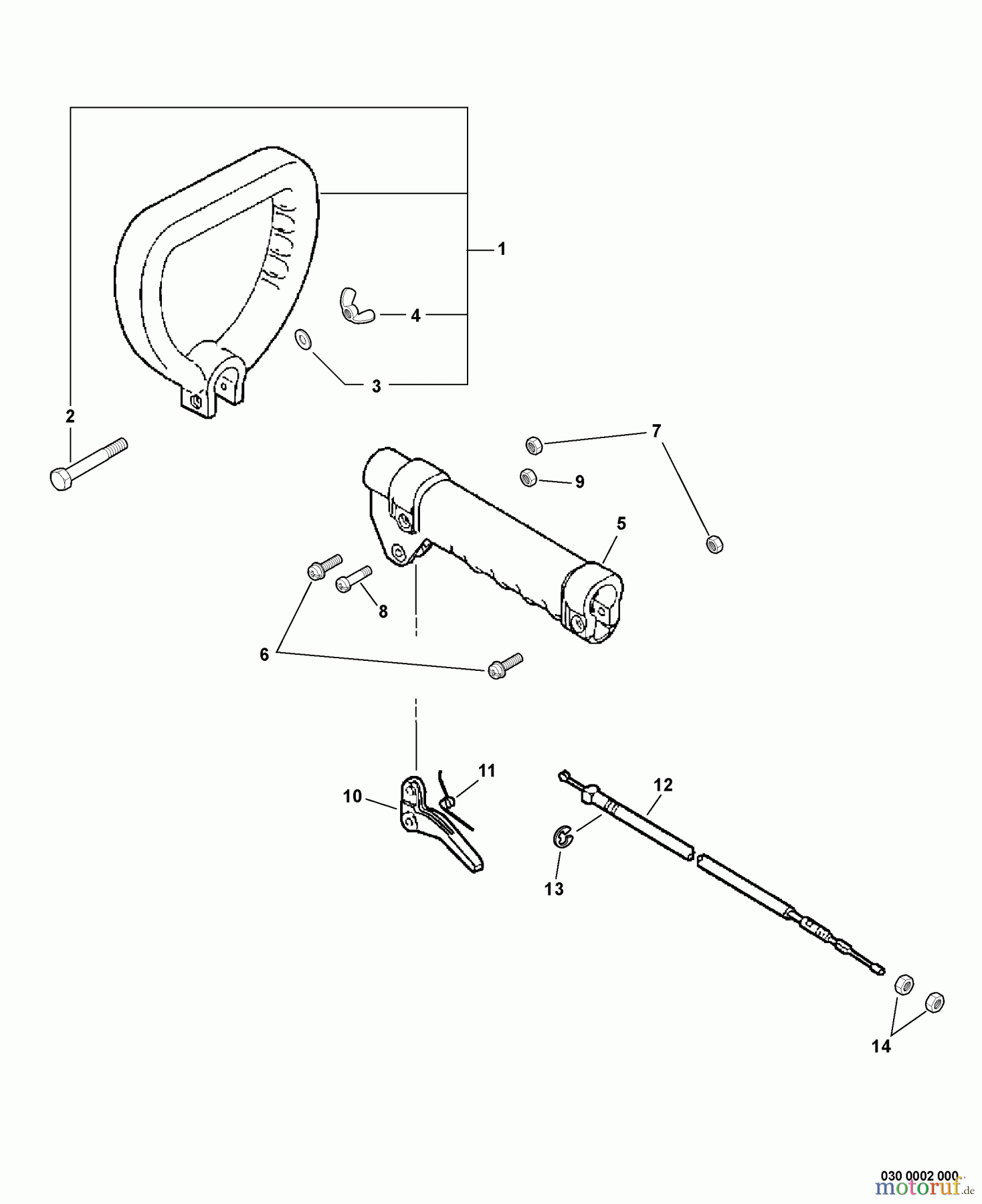 Echo Trimmer, Faden / Bürste GT-201 - Echo String Trimmer, S/N:02001001 - 02999999 Handles, Throttle Cable