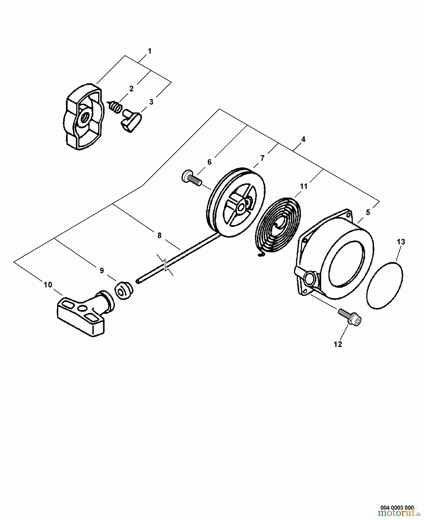 Echo Trimmer, Faden / Bürste GT-201 - Echo String Trimmer, S/N:02001001 - 02999999 Starter -- Standard