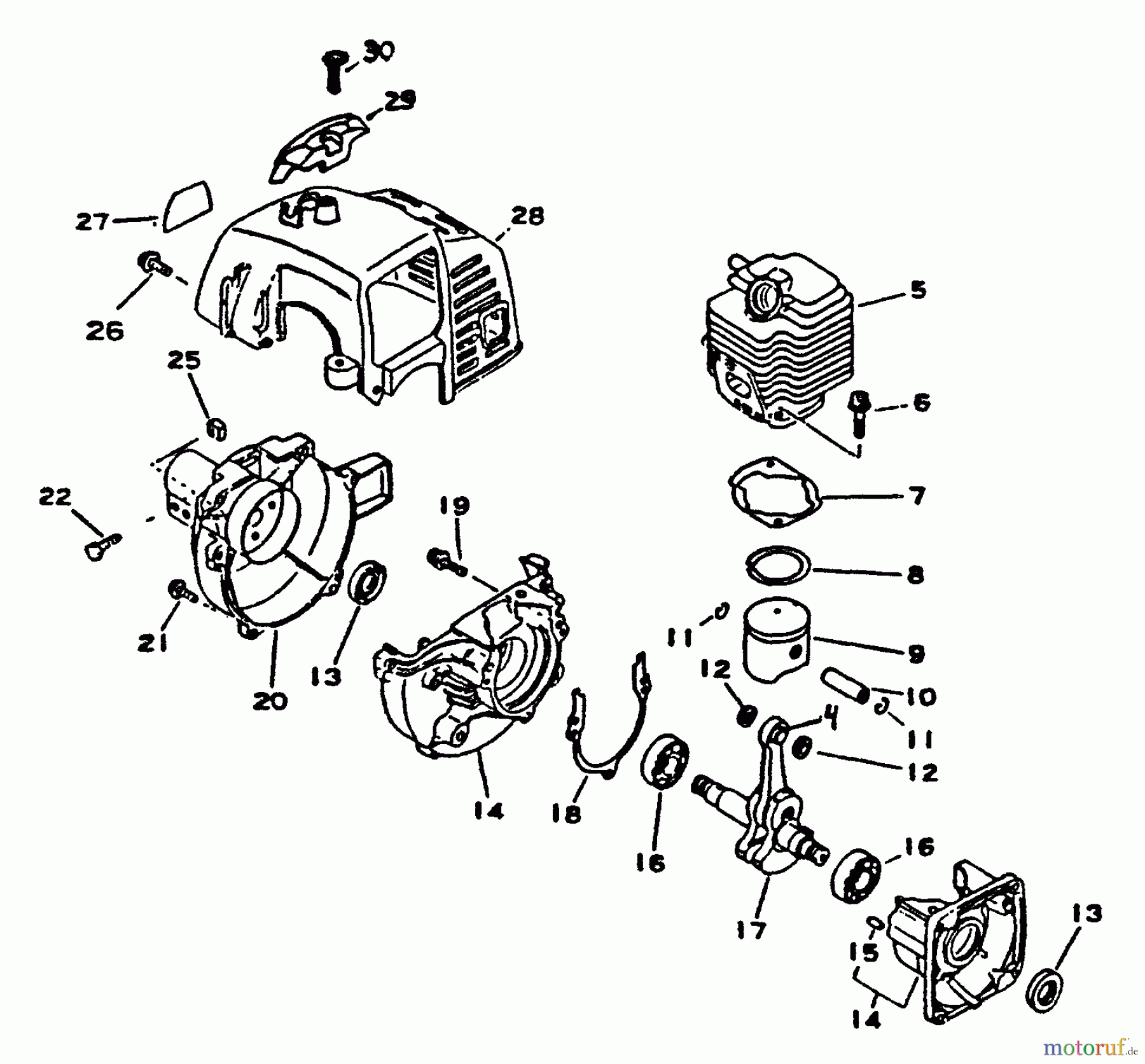 Echo Trimmer, Faden / Bürste GT-2102 - Echo String Trimmer Engine, Crankcase, Fan Housing, Cover