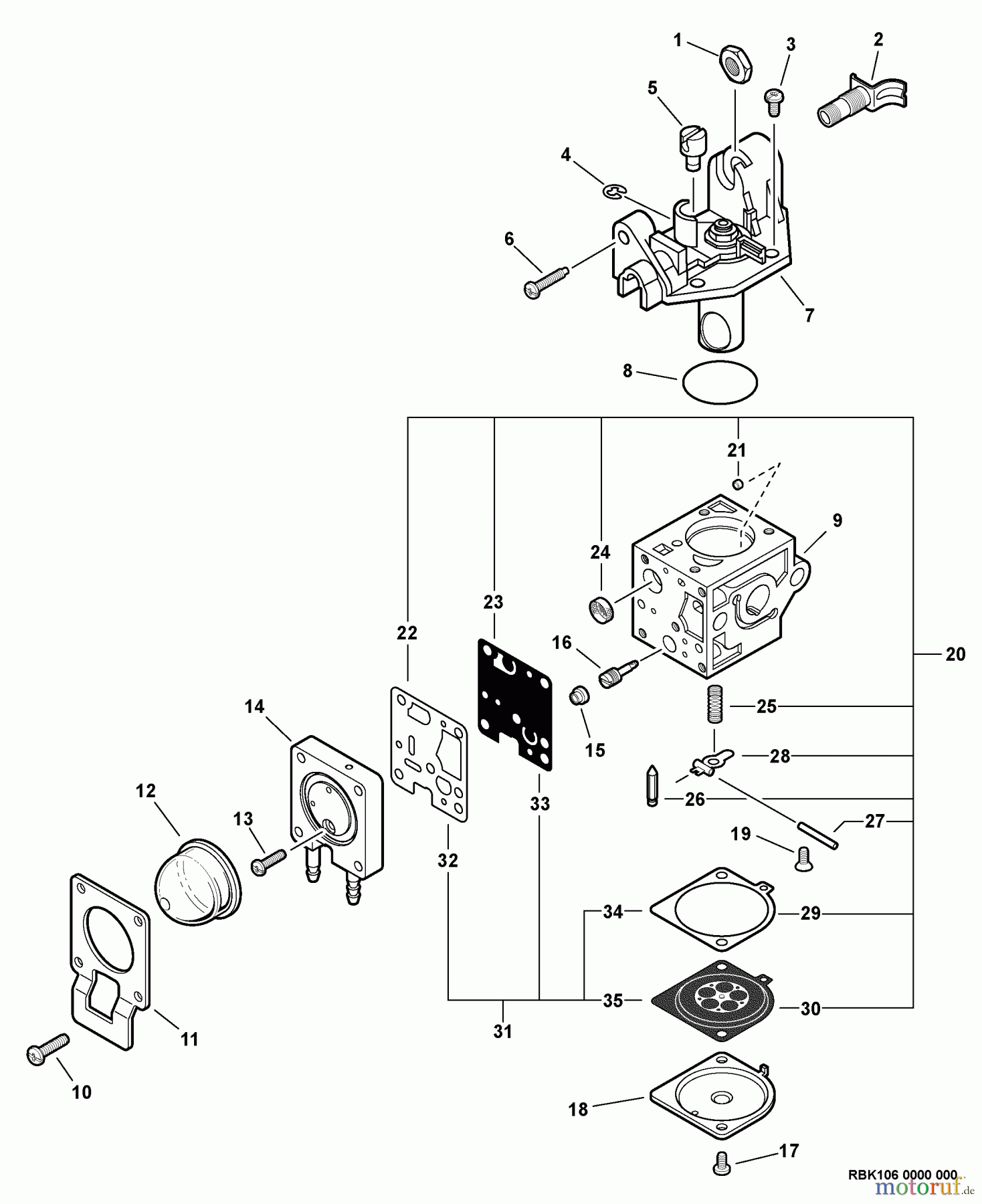 Echo Bläser / Sauger / Häcksler / Mulchgeräte PB-250LN - Echo Blower/Vacuums, S/N: P34811001001 - P34811999999 Carburetor -- RB-K106