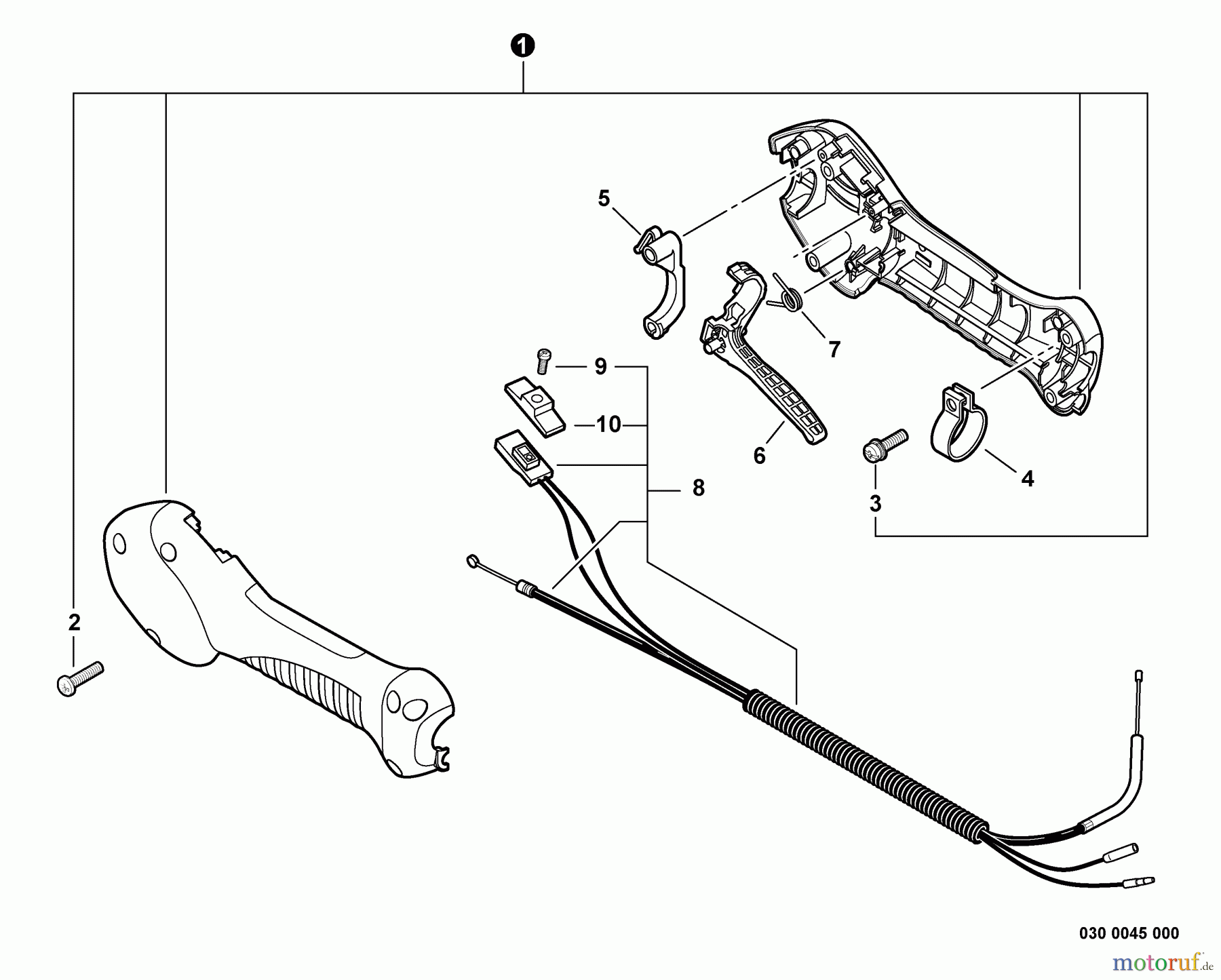 Echo Trimmer, Faden / Bürste GT-230 - Echo String Trimmer, S/N:S85712001001 - S85712999999 Control Handle, Control Cable Assembly