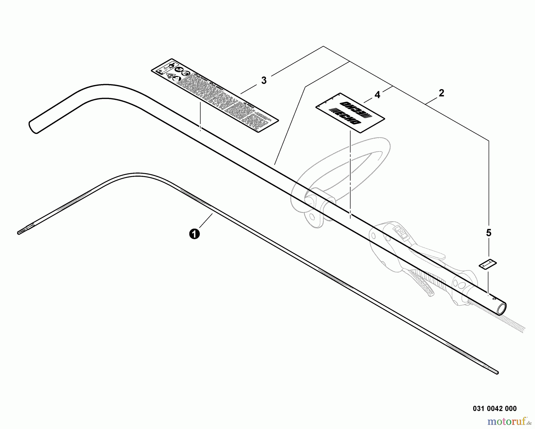 Echo Trimmer, Faden / Bürste GT-230 - Echo String Trimmer, S/N:S85913001001 - S85913999999 Main Pipe, Flexible Driveshaft