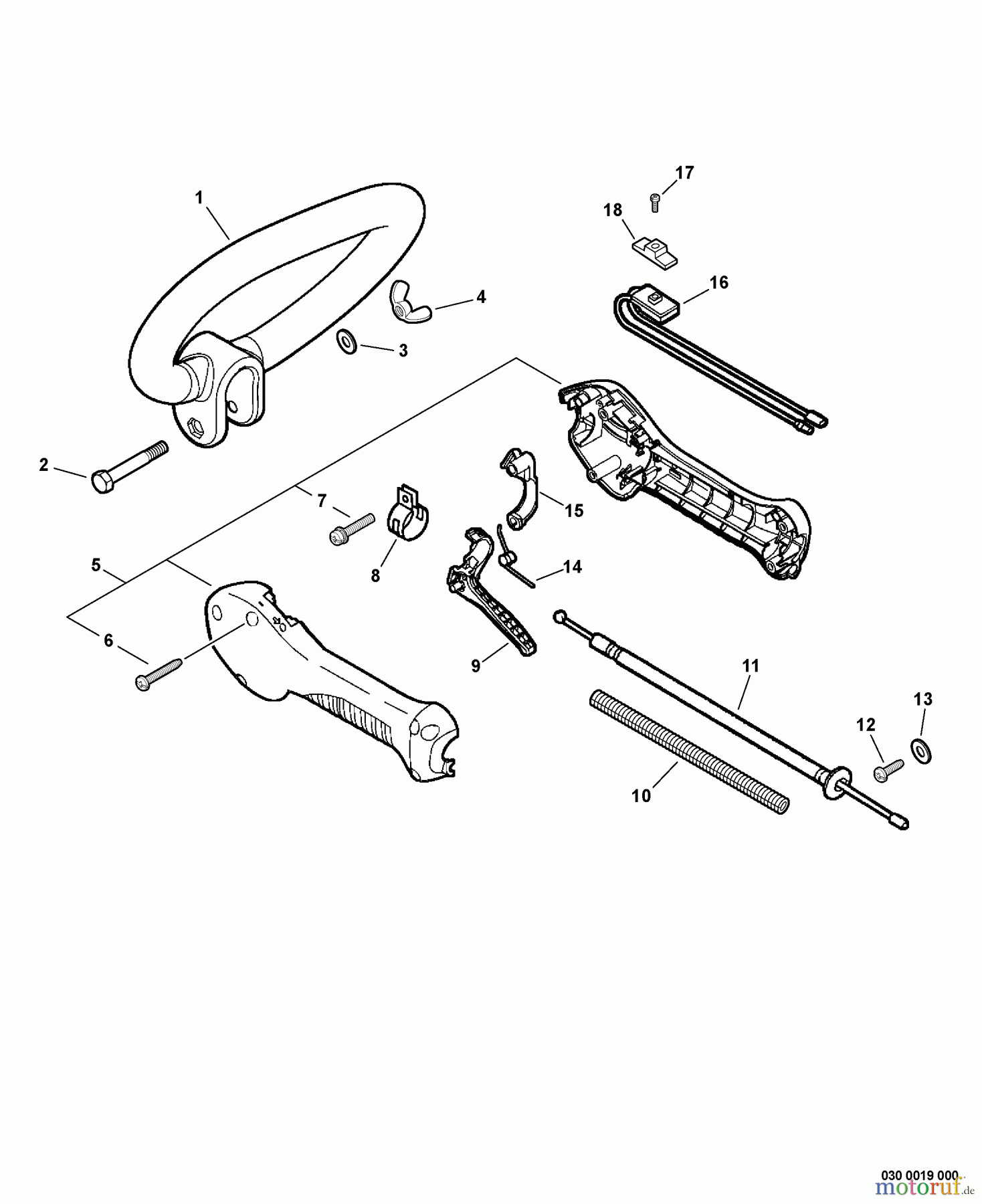  Echo Trimmer, Faden / Bürste GT-251 - Echo String Trimmer, S/N:S72512001001 - S72512999999 Handles, Ignition Switch, Throttle Cable