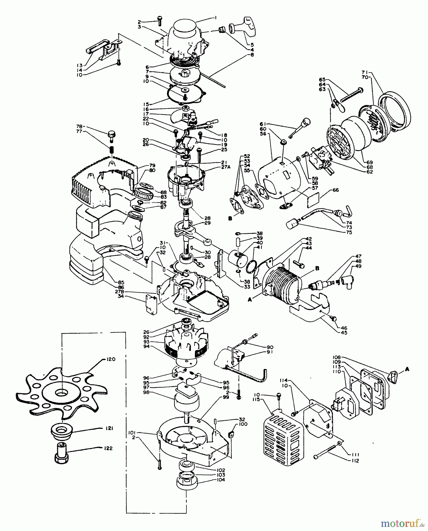 Echo Trimmer, Faden / Bürste GTL-140 - Echo String Trimmer, S/N: 0001001 - 0010204 Engine, Crankcase, Intake, Exhaust, Air Cleaner, Ignition