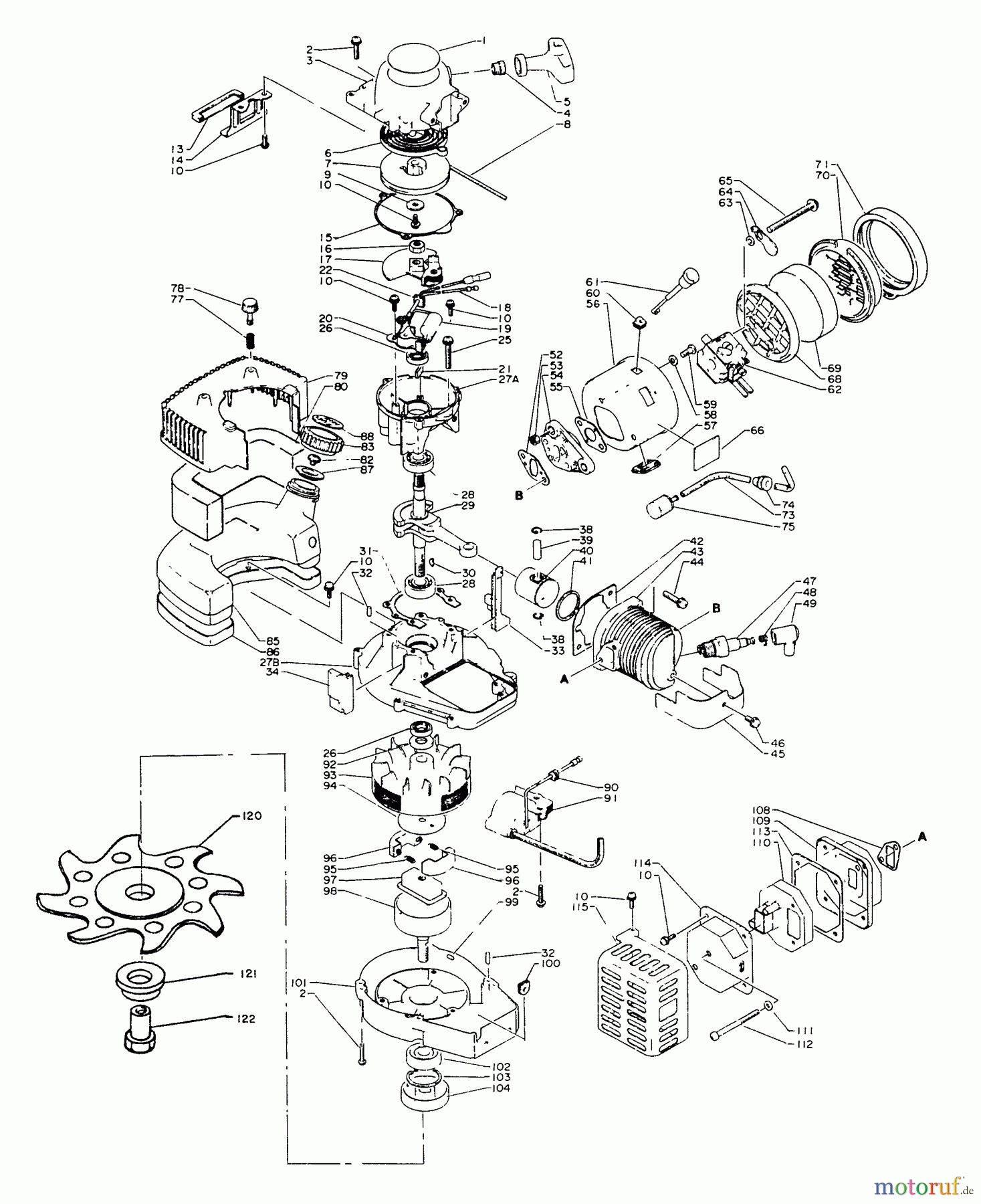 Echo Trimmer, Faden / Bürste GTL-140 - Echo String Trimmer, S/N: 0010205 & Up Engine, Crankcase, Intake, Exhaust, Air Cleaner, Ignition