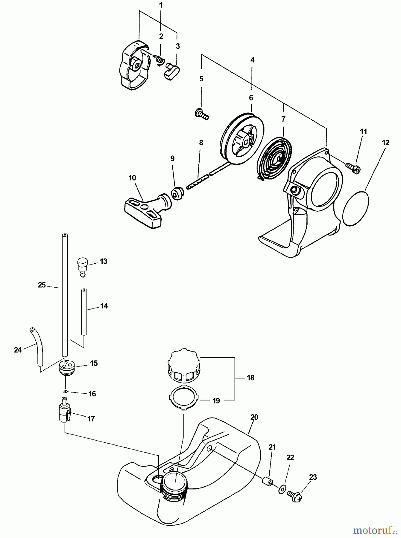  Echo Trimmer, Faden / Bürste PAS-211 - Echo Power Unit Starter Assembly, Fuel System