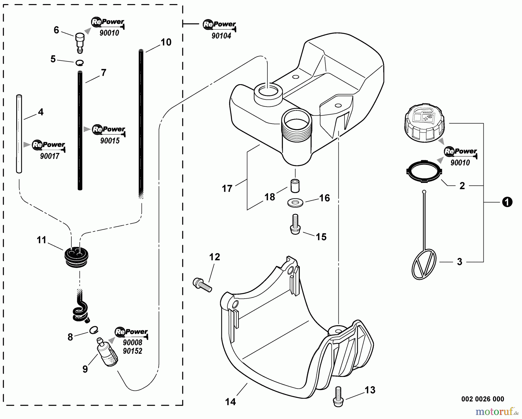 Echo Trimmer, Faden / Bürste PAS-230 - Echo Power Unit, Fuel System