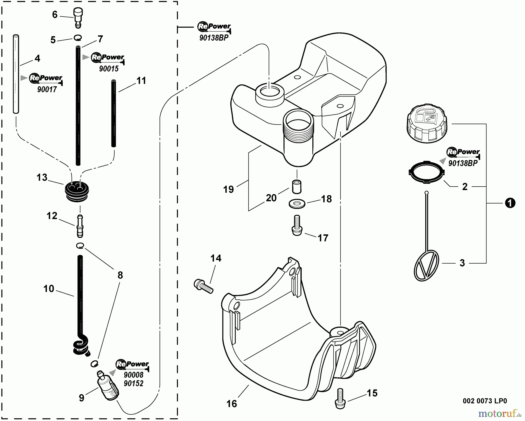Echo Trimmer, Faden / Bürste PAS-230 - Echo Power Unit, Fuel System