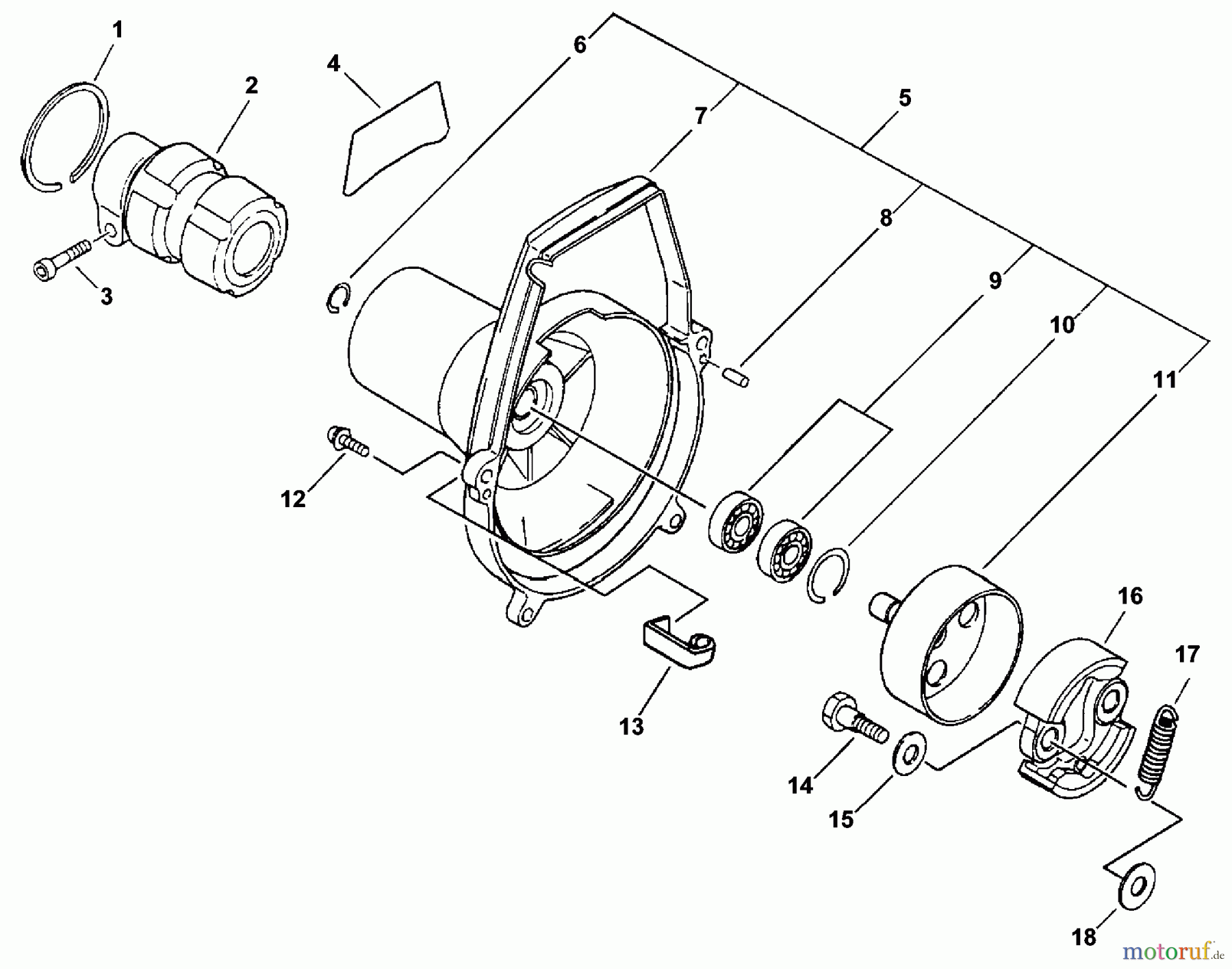 Echo Trimmer, Faden / Bürste PAS-230 - Echo Power Unit, S/N: 06001001 - 06999999 Fancase, Clutch