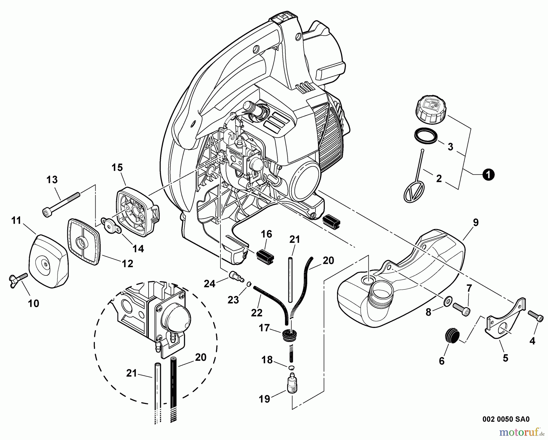 Echo Bläser / Sauger / Häcksler / Mulchgeräte PB-252 S/N: P35620001001 - P35620999999 Fuel System