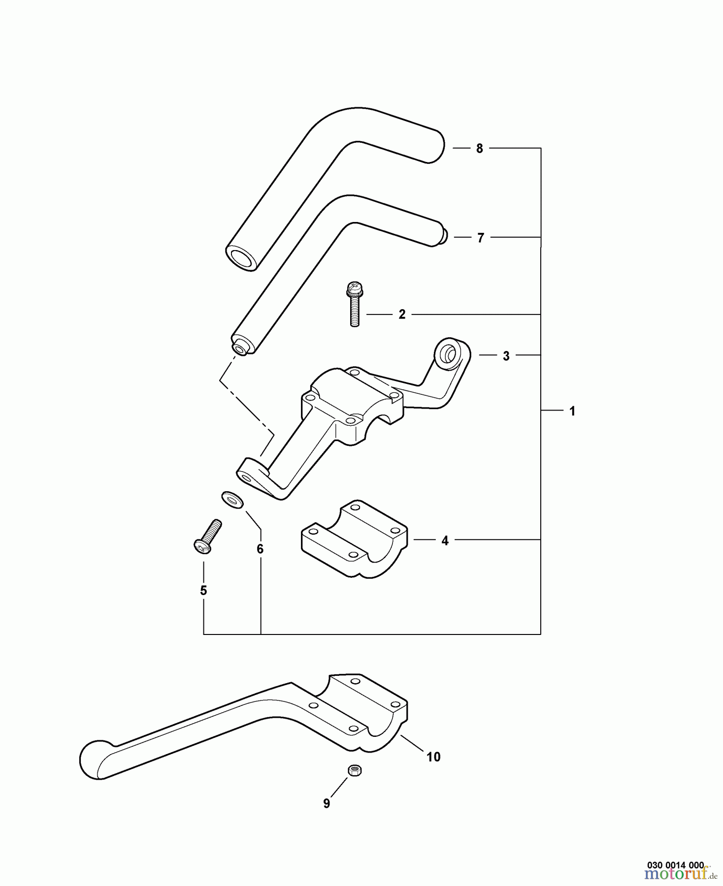Echo Trimmer, Faden / Bürste PAS-260 - Echo Power Unit, S/N: S82813001001 - S82813999999 Front Handle