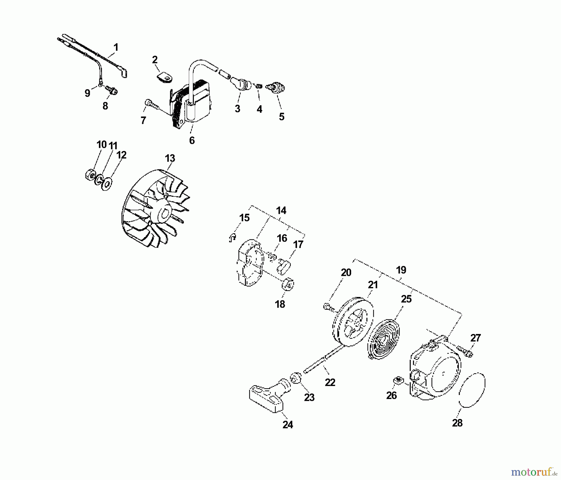  Echo Trimmer, Faden / Bürste PAS-2601 - Echo Power Unit (Type 1E) Ignition, Starter, Flywheel