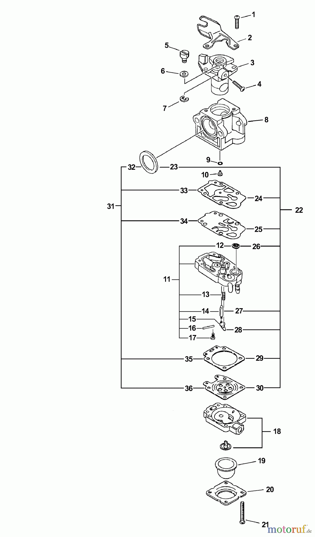 Echo Trimmer, Faden / Bürste PAS-260 - Echo Power Unit, S/N: 07001001 - 07999999 Carburetor -- WYJ-315 S/N: 07001001 - 07001672
