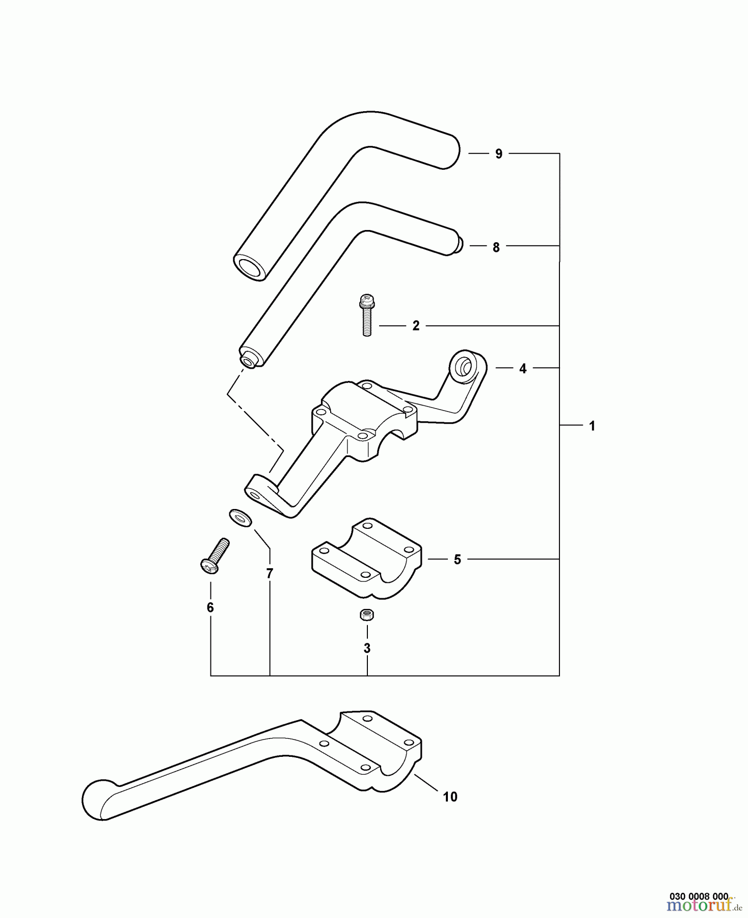 Echo Trimmer, Faden / Bürste PAS-230 - Echo Power Unit, S/N: 05001001 - 05999999 Front Handle