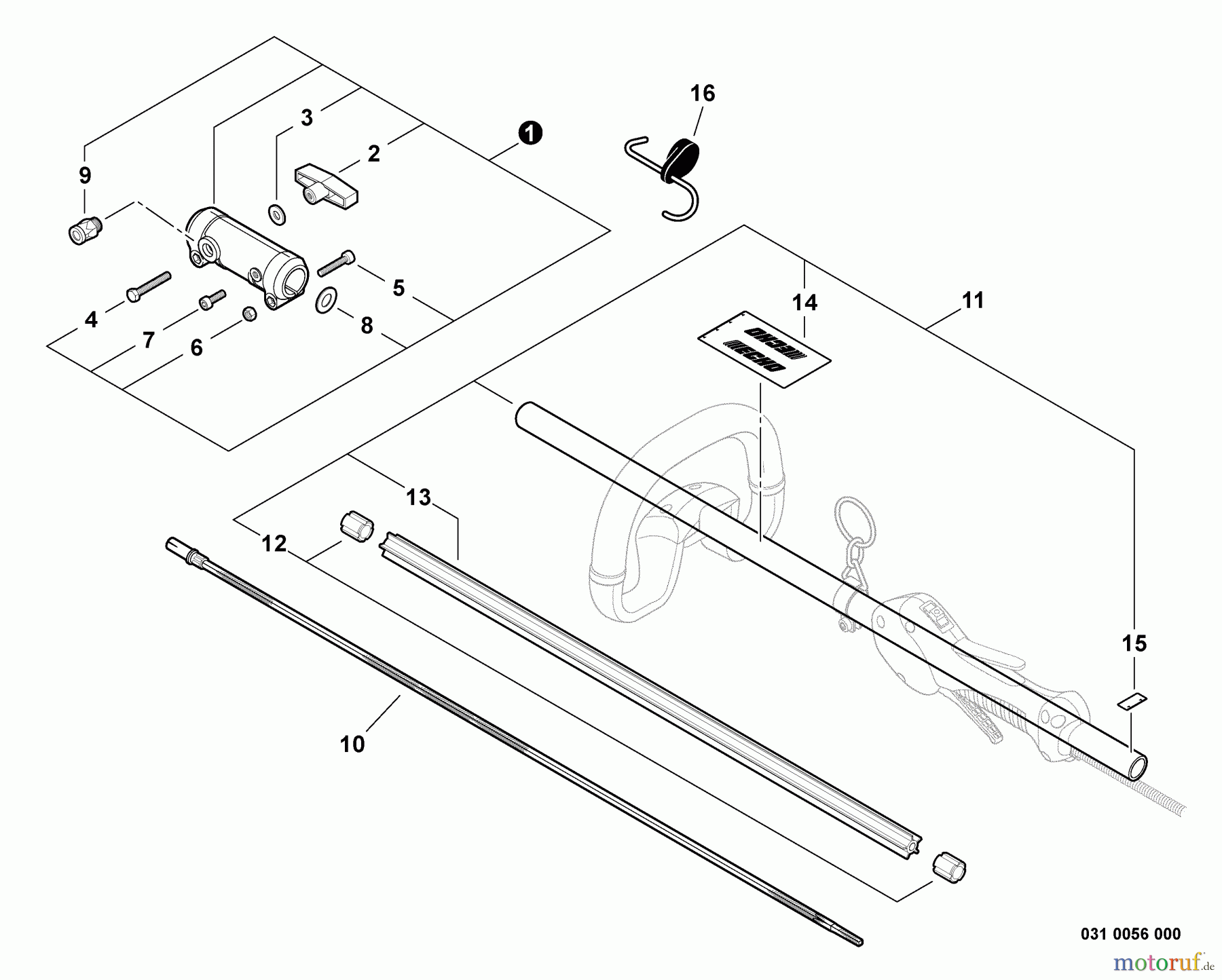 Echo Trimmer, Faden / Bürste PAS-265 - Echo Power Unit, S/N: S67911001001 - S67911999999 Main Pipe Assembly, Driveshaft, Coupler