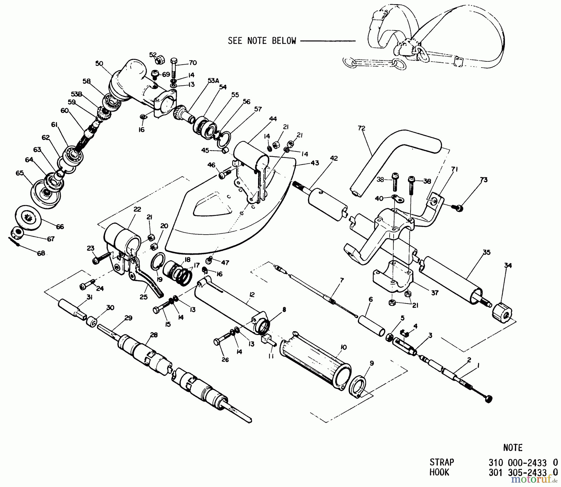 Echo Trimmer, Faden / Bürste RM-303E - Echo String Trimmer Driveshaft, Handles, Throttle, Gear Case, Shield, Harness