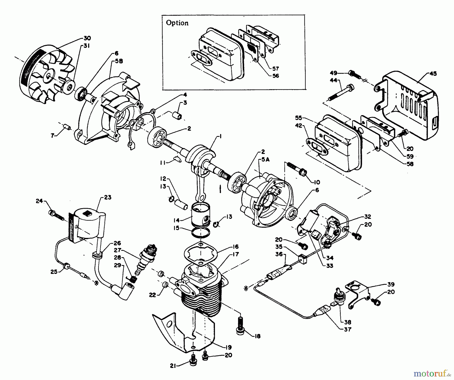 Echo Trimmer, Faden / Bürste SRM-140DA - Echo String Trimmer Engine, Crankcase, Ignition