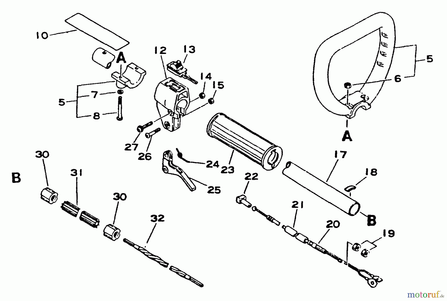  Echo Trimmer, Faden / Bürste SRM-1500 - Echo String Trimmer Driveshaft, Handles, Ignition Switch, Throttle