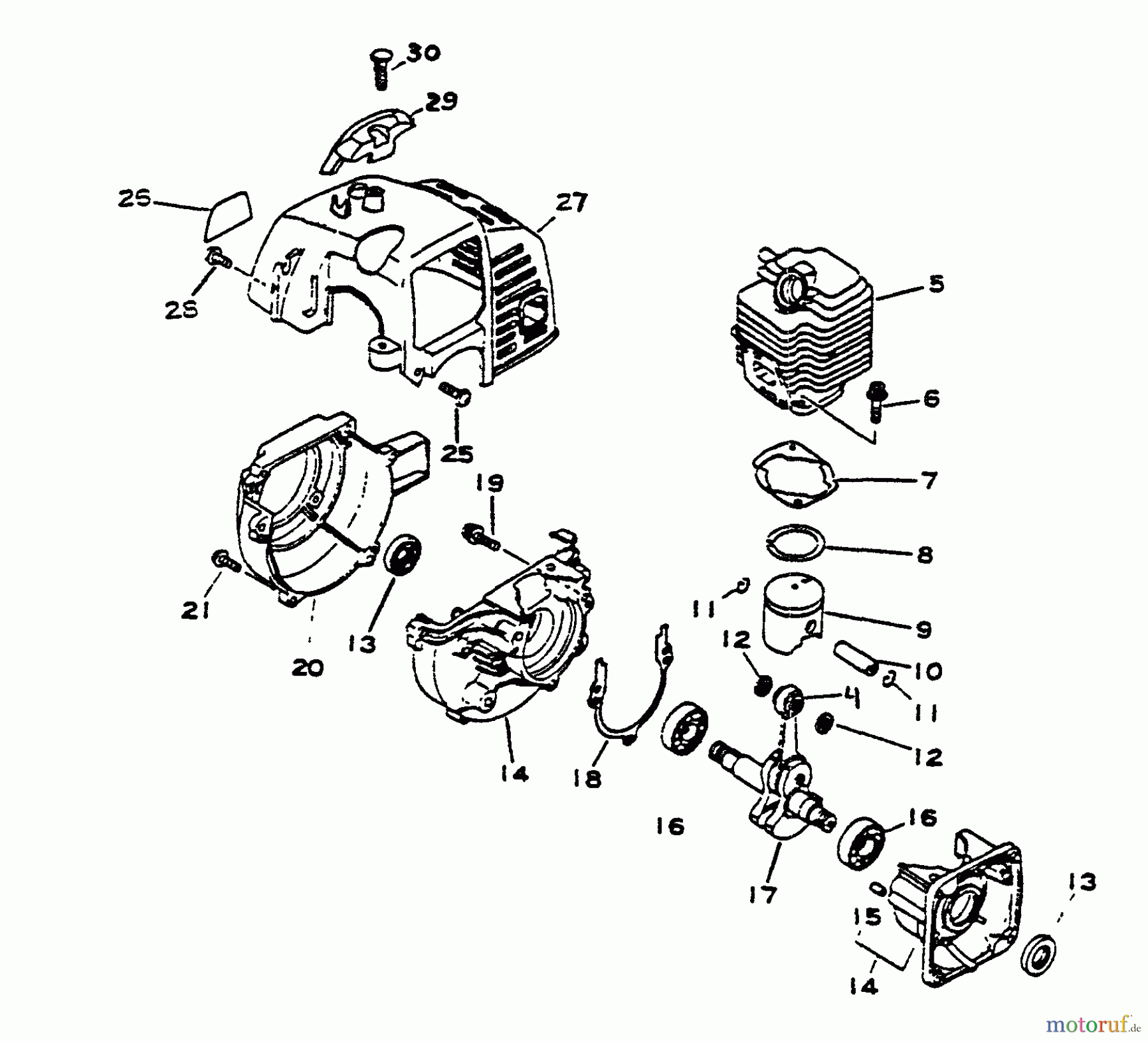 Echo Trimmer, Faden / Bürste SRM-1501 - Echo String Trimmer, S/N:0017001 - 0039000 Engine, Crankcase