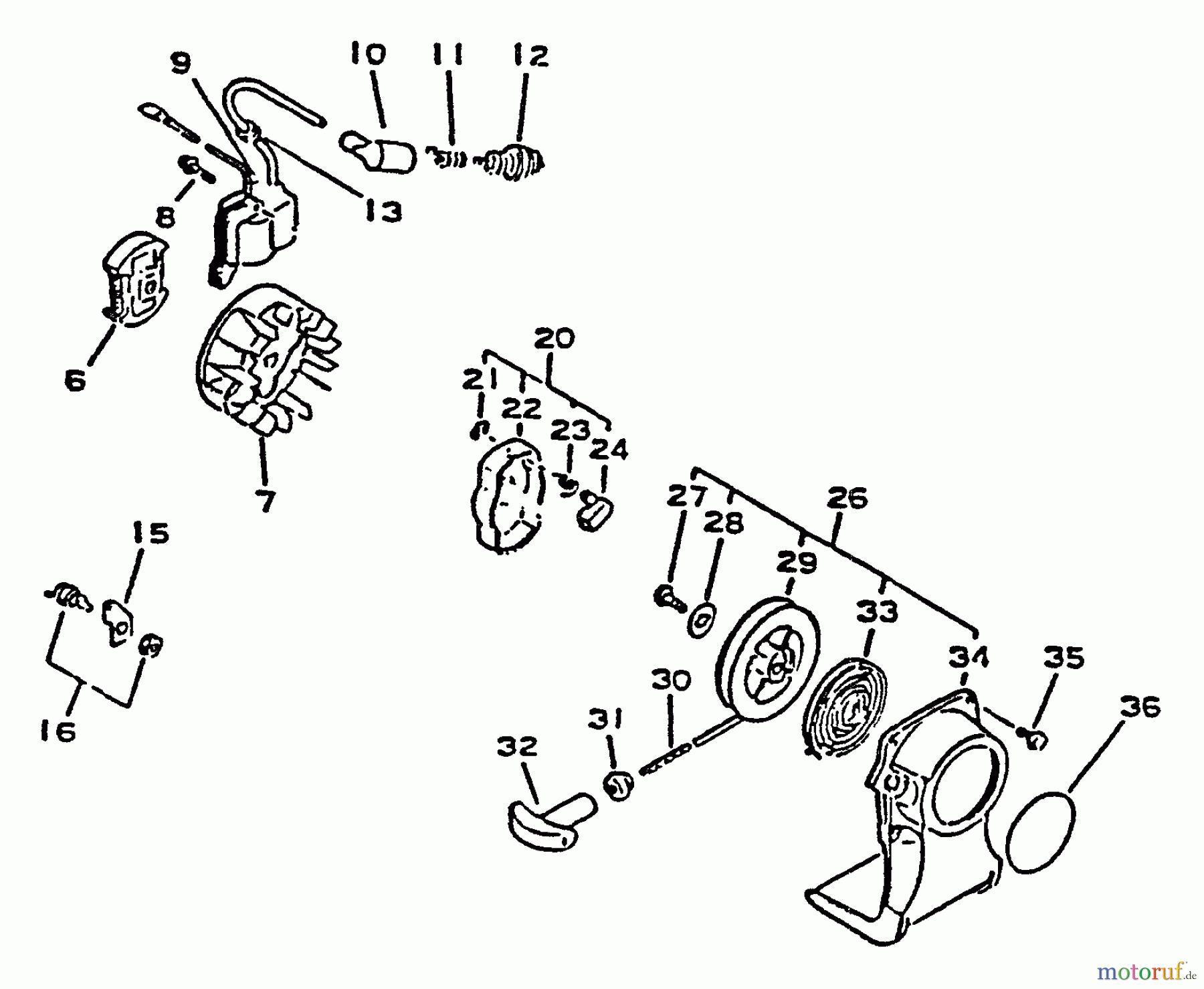 Echo Trimmer, Faden / Bürste SRM-1501 - Echo String Trimmer, S/N:0017001 - 0039000 Exhaust, Ignition, Starter