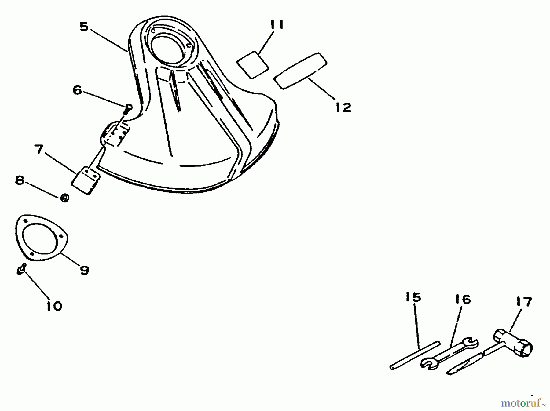 Echo Trimmer, Faden / Bürste SRM-1501 - Echo String Trimmer, S/N:0017001 - 0039000 Shield, Tools
