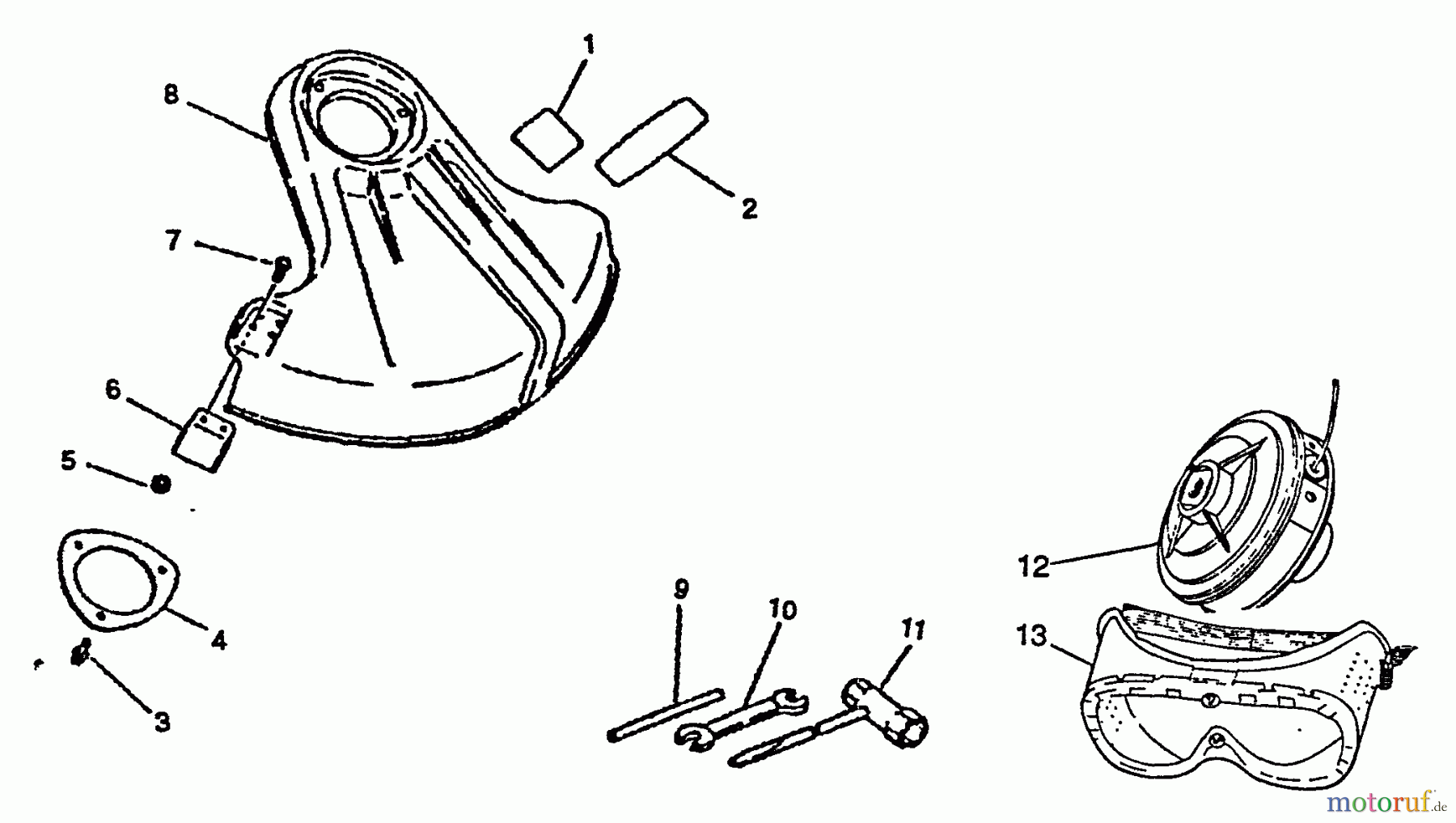 Echo Trimmer, Faden / Bürste SRM-1501 - Echo String Trimmer, S/N:0039001 - 0083386 Shield, Tools, Accessories