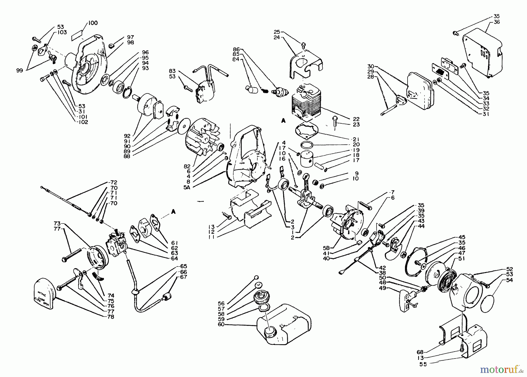 Echo Trimmer, Faden / Bürste SRM-200 - Echo String Trimmer Engine, Crankcase, Ignition