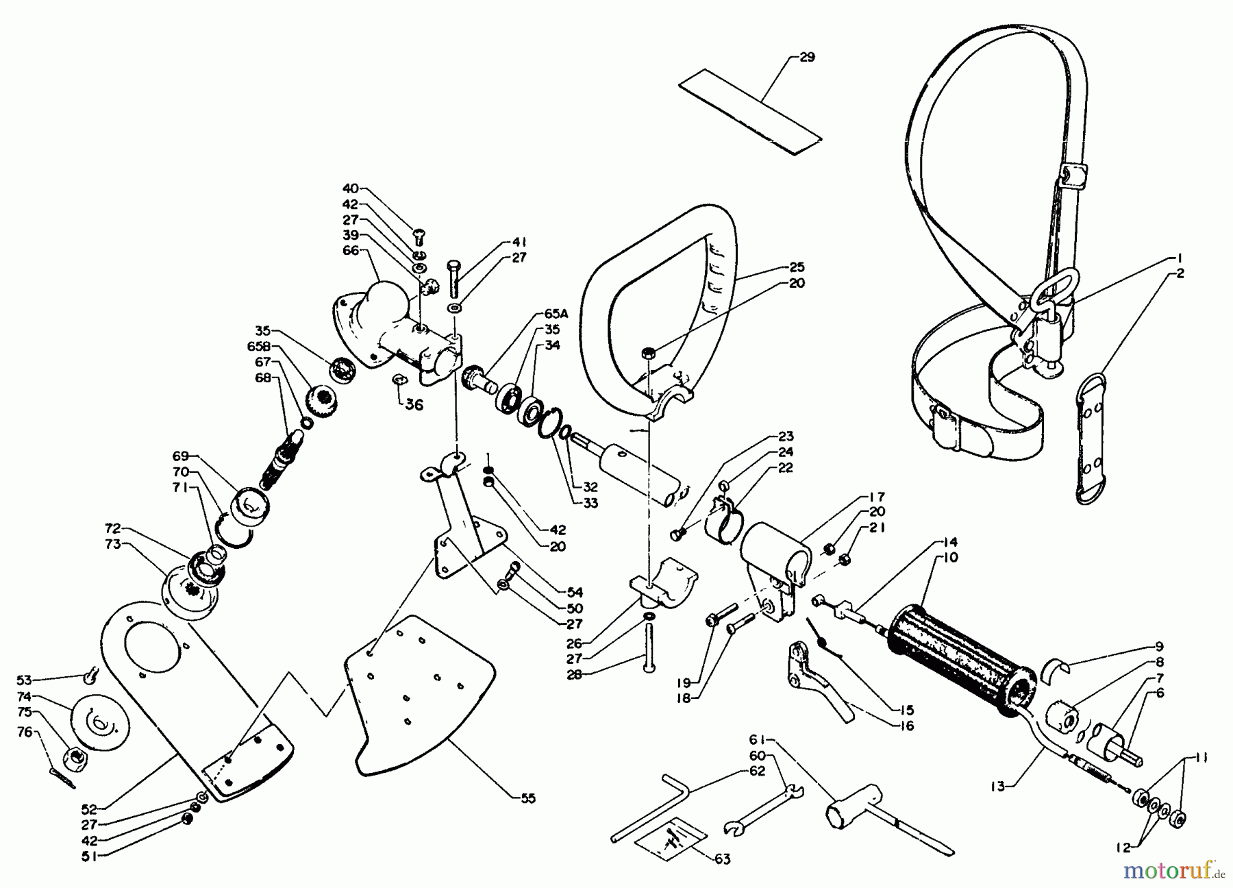 Echo Trimmer, Faden / Bürste SRM-200AE - Echo String Trimmer Driveshaft, Handles, Harness, Throttle, Gear Case, Shield, Tools