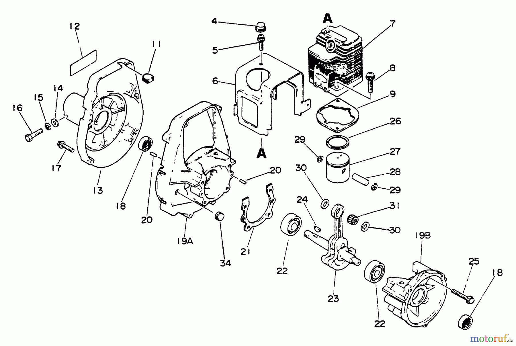 Echo Trimmer, Faden / Bürste SRM-200CE - Echo String Trimmer Engine, Crankcase, Fan Housing Cover