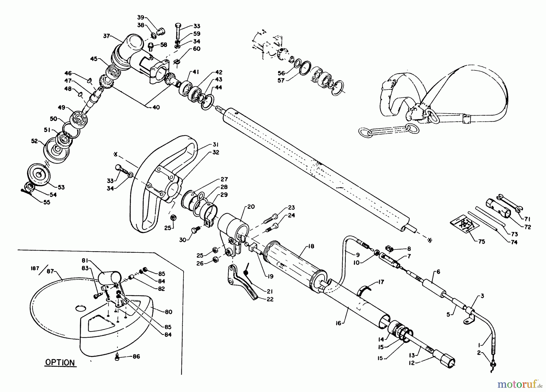 Echo Trimmer, Faden / Bürste SRM-200D - Echo String Trimmer Driveshaft, Gear Case, Handles, Harness, Shield, Throttle, Tools