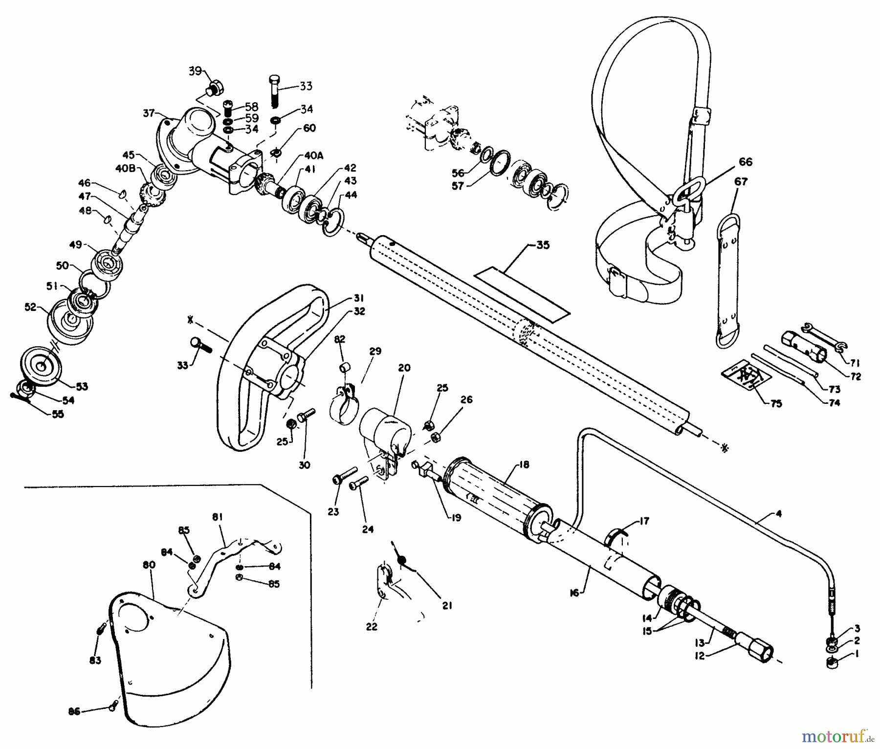  Echo Trimmer, Faden / Bürste SRM-200DA - Echo String Trimmer, S/N:061536 & Up Driveshaft, Gear Case, Handles, Harness, Shield, Throttle, Tools