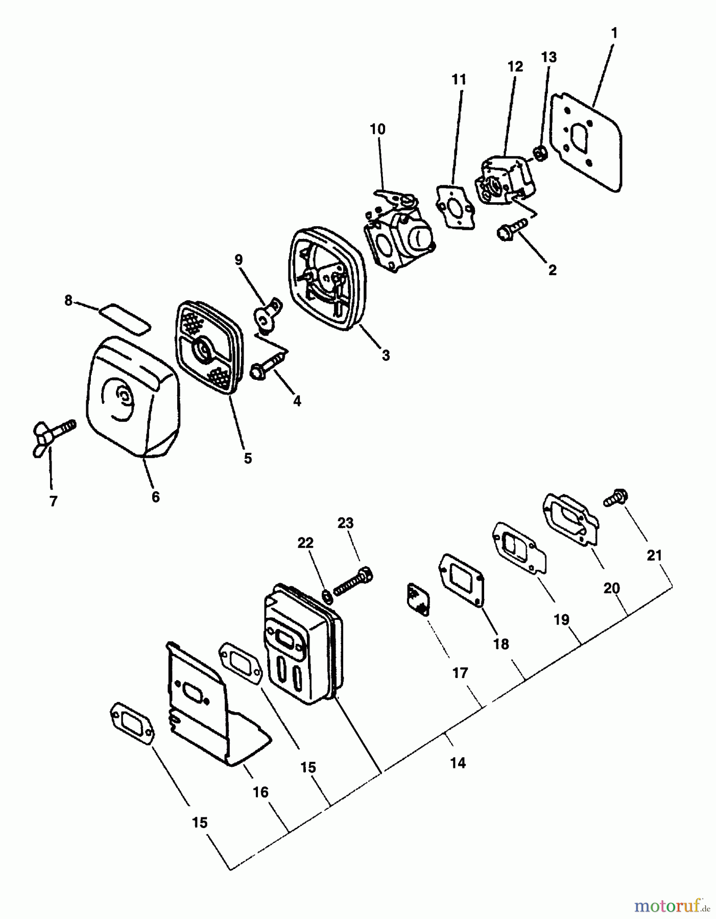  Echo Trimmer, Faden / Bürste SRM-2100SB - Echo String Trimmer (Type 1E) Intake, Exhaust, Air Filter
