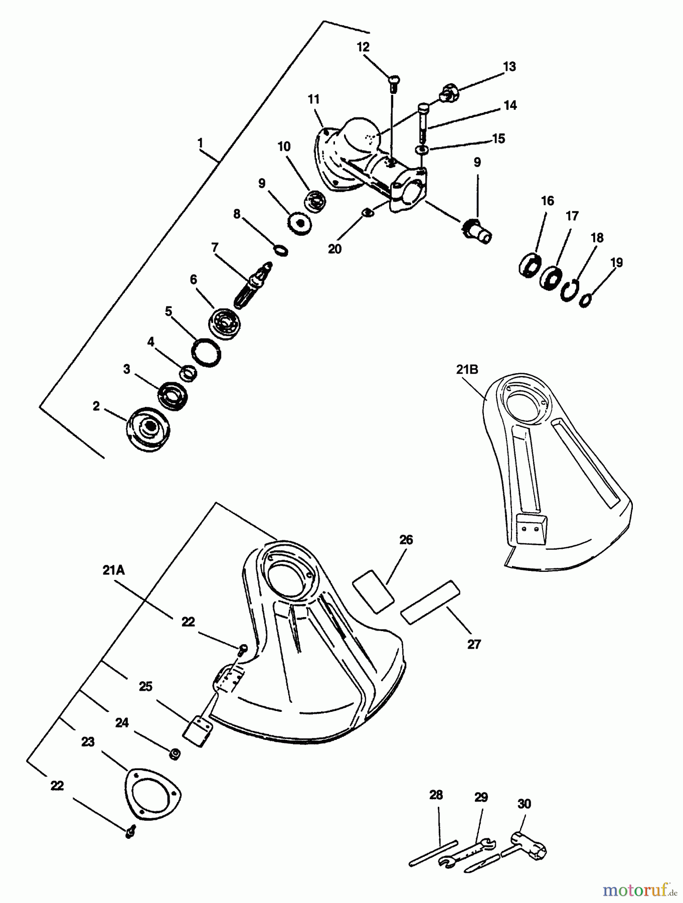 Echo Trimmer, Faden / Bürste SRM-2100SB - Echo String Trimmer (Type 1E) SRM Gear Housing, Shield, Tools