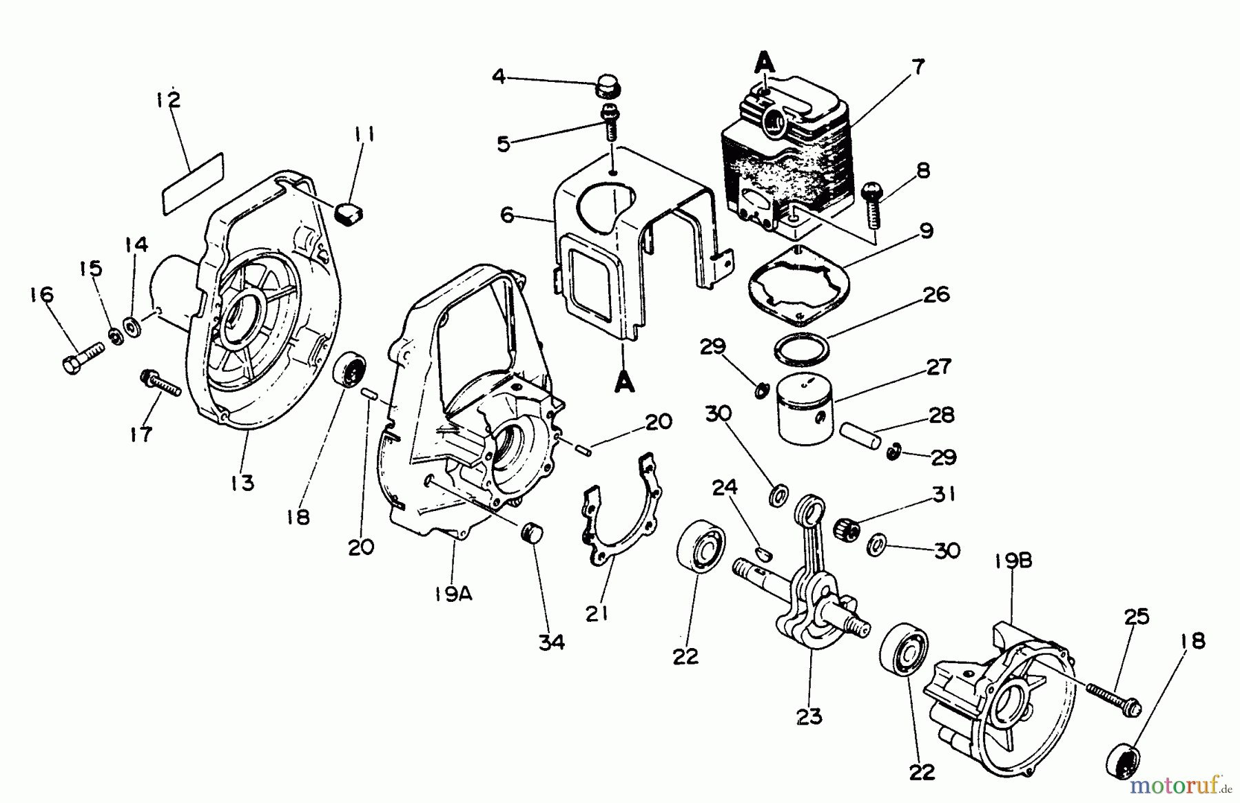 Echo Trimmer, Faden / Bürste SRM-210AE - Echo String Trimmer Engine, Crankcase, Fan Housing Cover