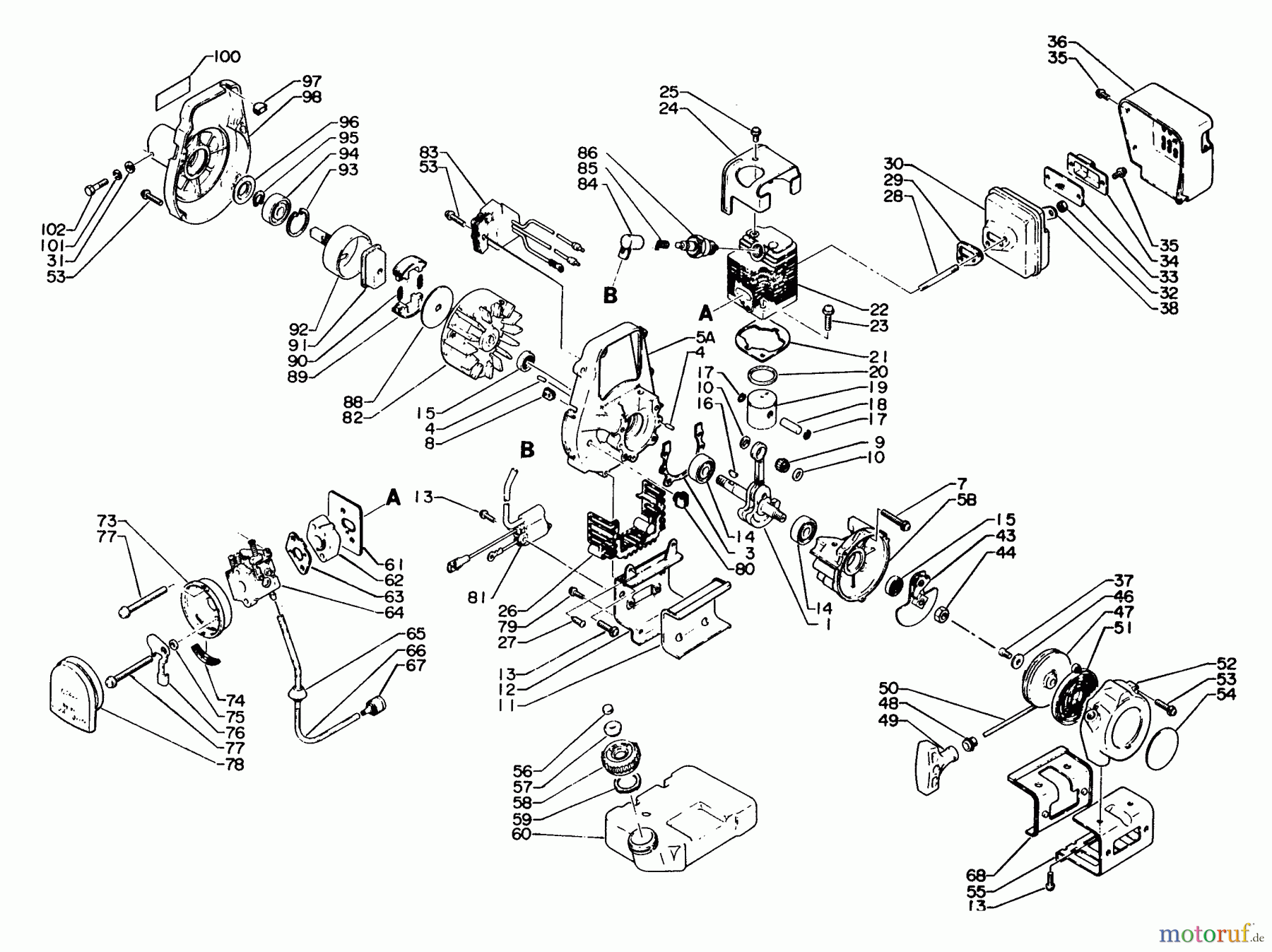 Echo Trimmer, Faden / Bürste SRM-210E - Echo String Trimmer Engine, Crankcase, Ignition