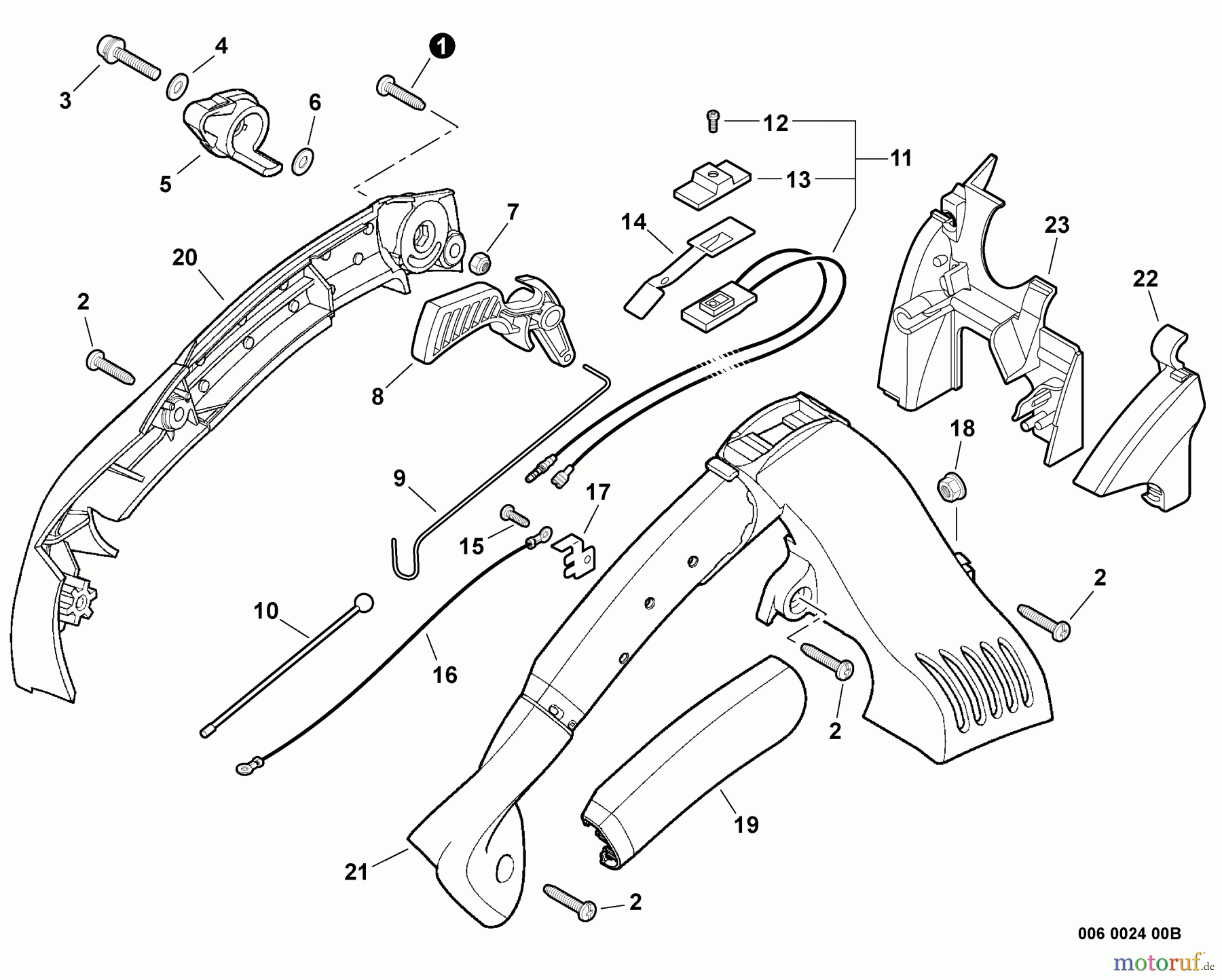 Echo Bläser / Sauger / Häcksler / Mulchgeräte PB-255 - Echo Hand Held Blower, S/N: P07711001001 - P07711999999 Control Handle, Switch, Throttle Cable