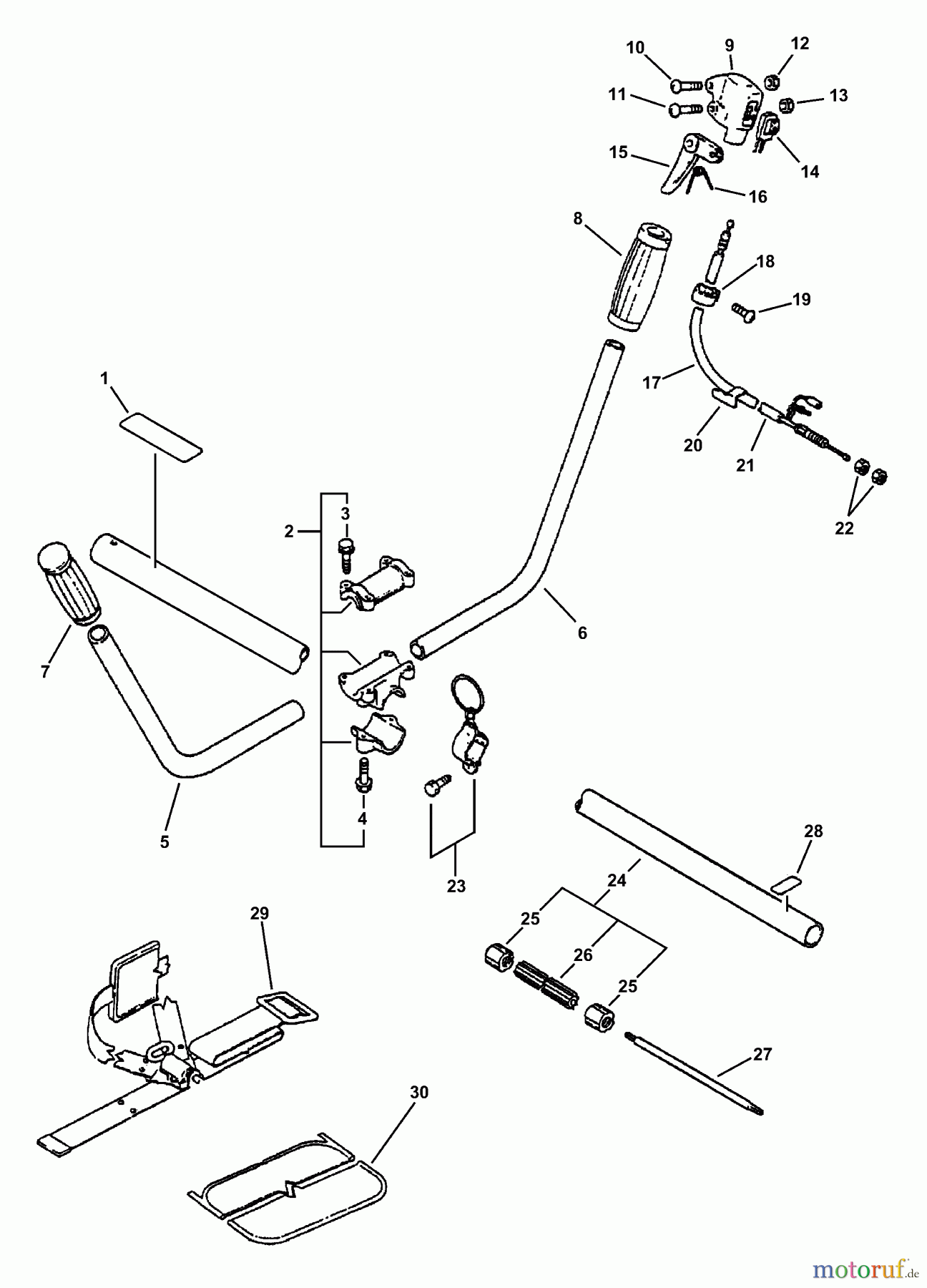  Echo Trimmer, Faden / Bürste SRM-2110 - Echo String Trimmer (Type 1) Driveshaft, Handles, Throttle, Stop Switch, Harness