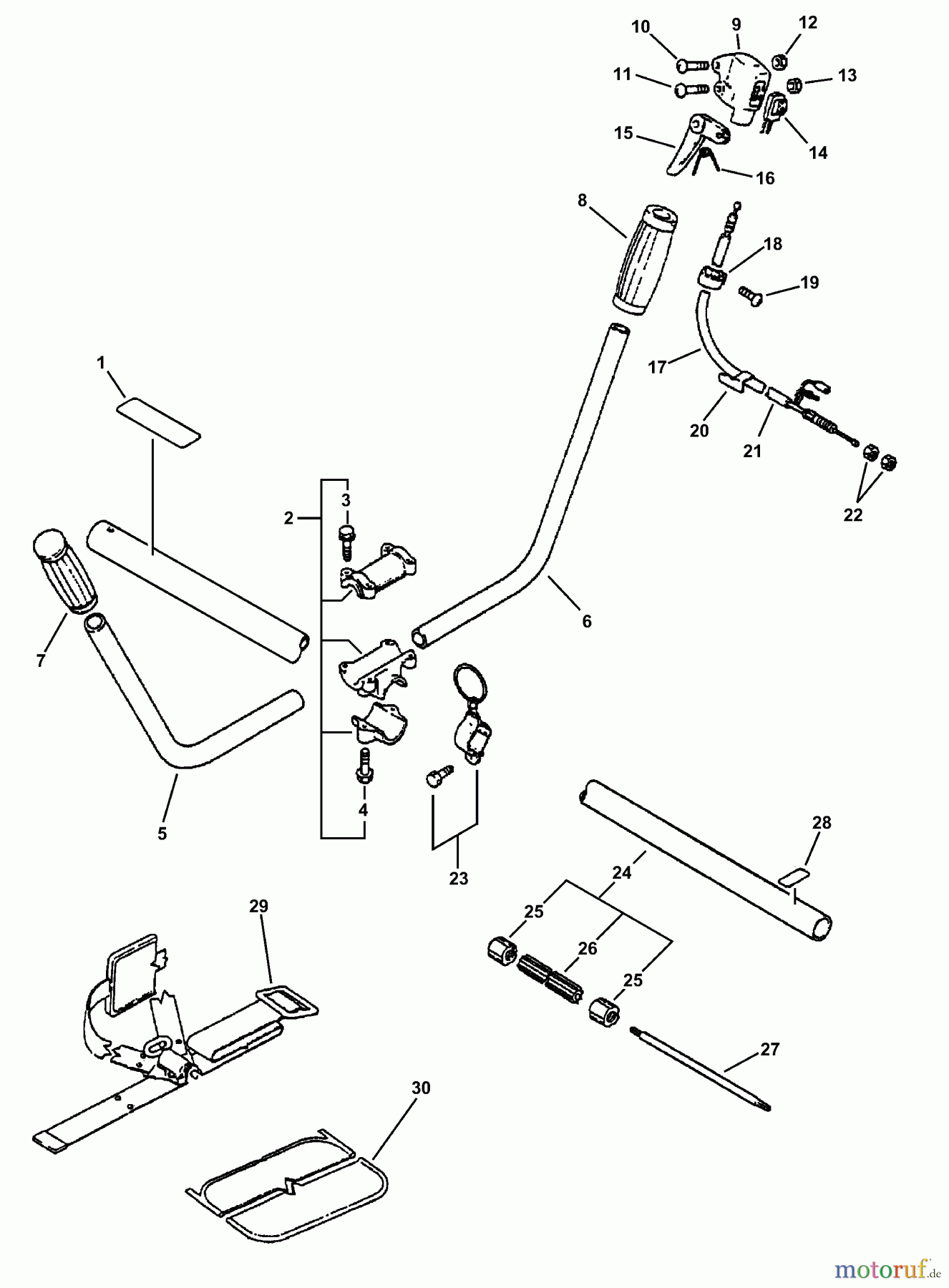 Echo Trimmer, Faden / Bürste SRM-2110 - Echo String Trimmer (Type 1E) Driveshaft, Handles, Throttle, Stop Switch, Harness