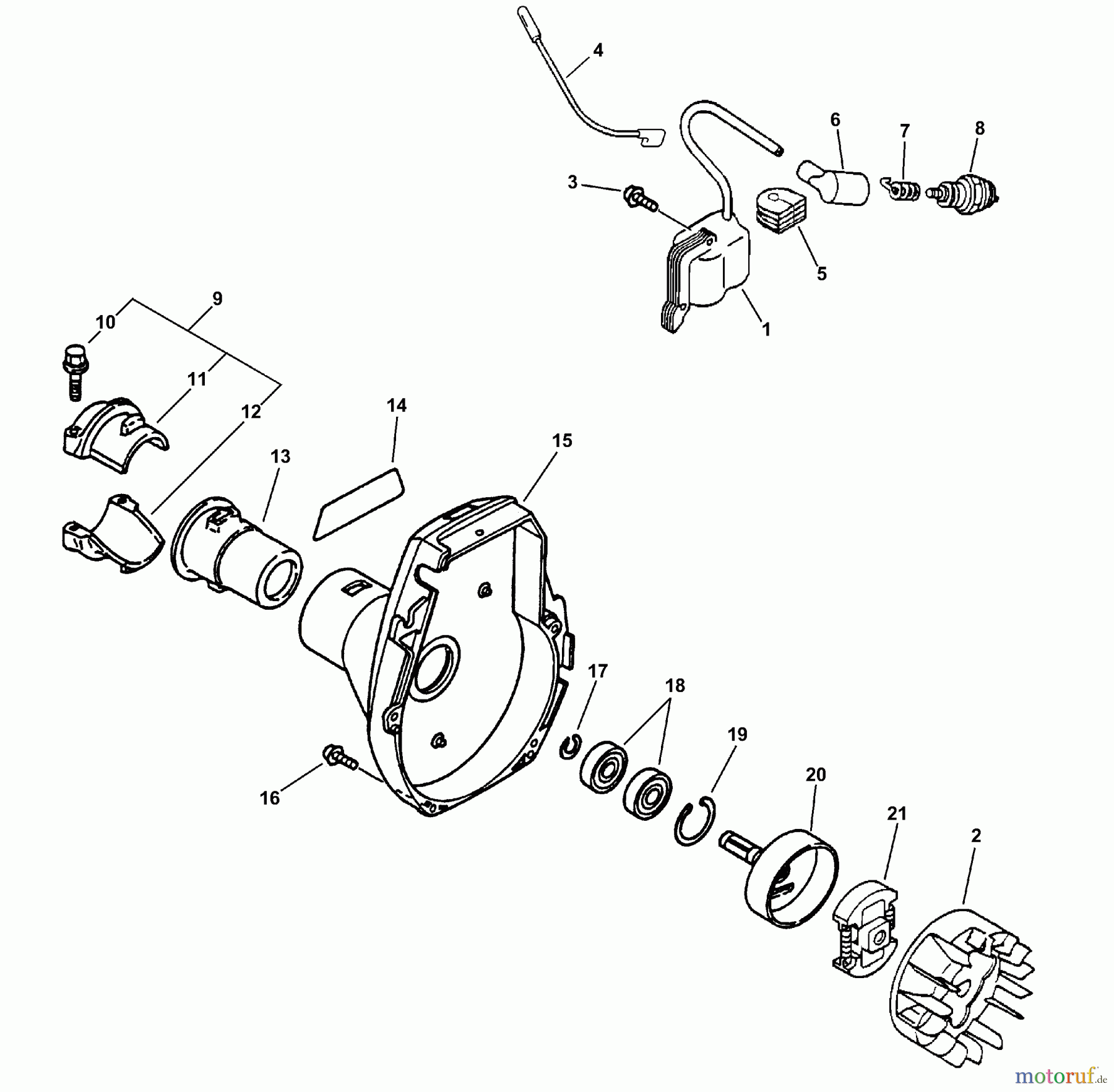  Echo Trimmer, Faden / Bürste SRM-2100 - Echo String Trimmer (Type 1E) Ignition, Fan Case