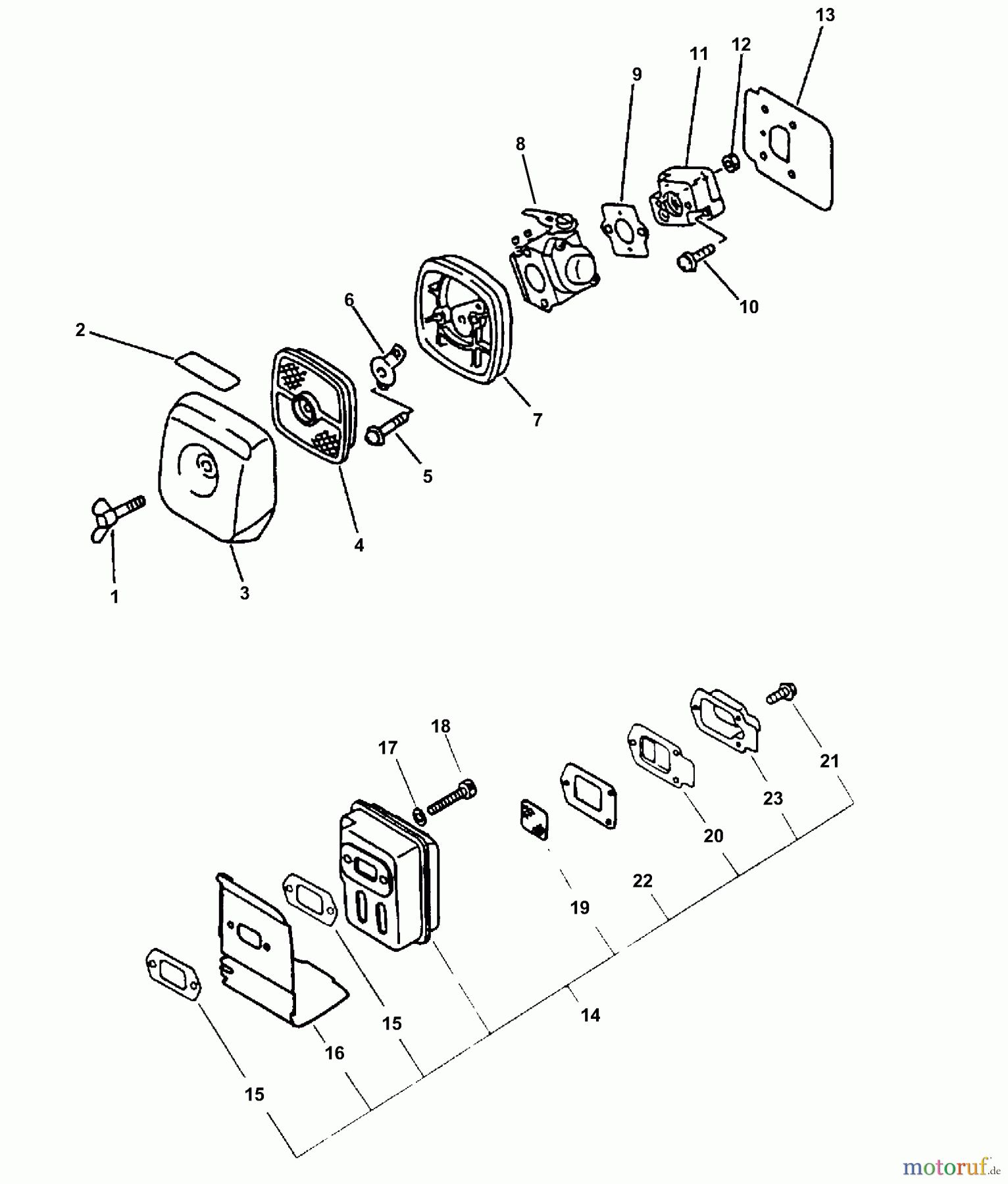 Echo Trimmer, Faden / Bürste SRM-2100 - Echo String Trimmer (Type 1E) Intake, Exhaust