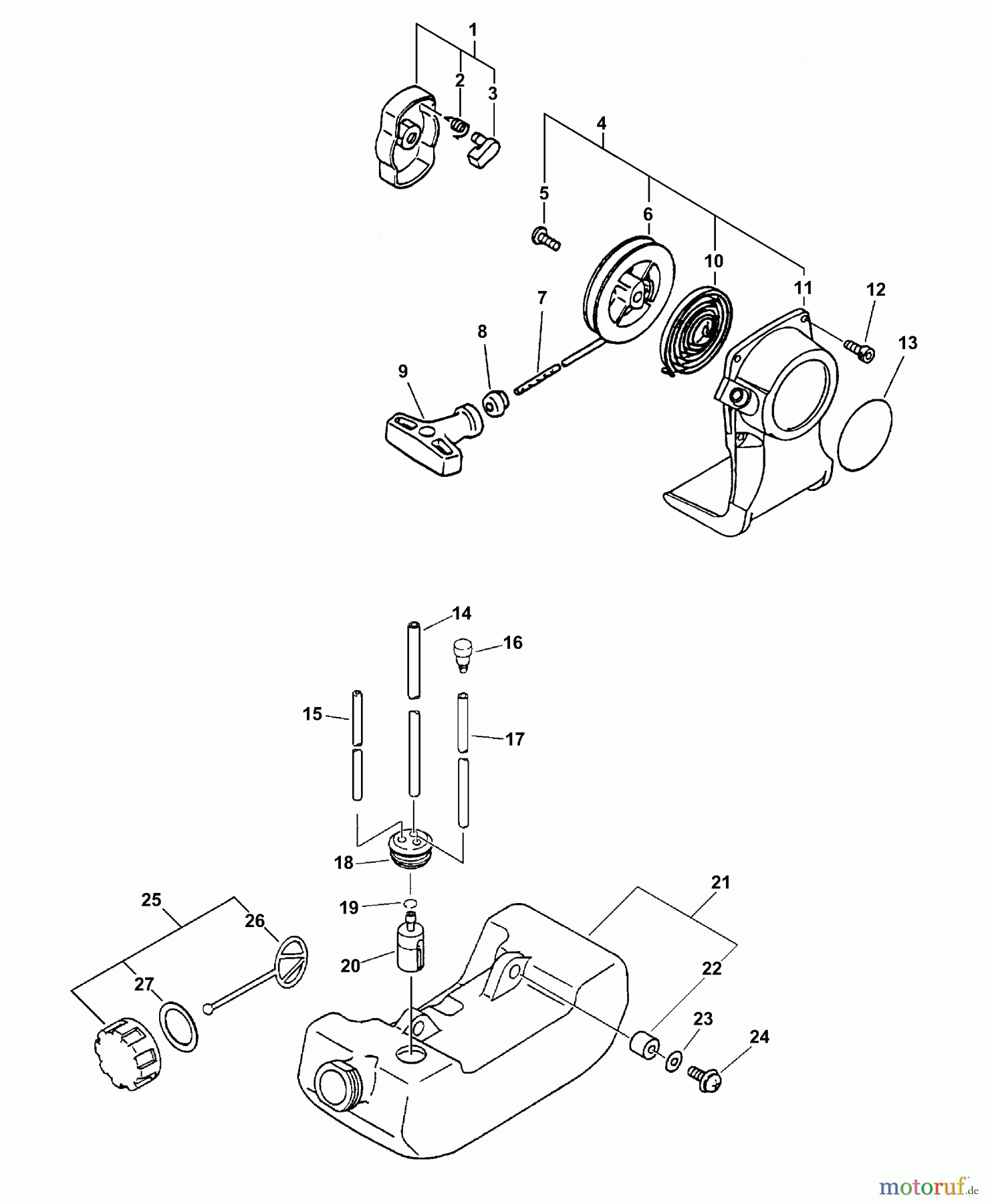 Echo Trimmer, Faden / Bürste SRM-2100 - Echo String Trimmer (Type 1E) Starter, Fuel System